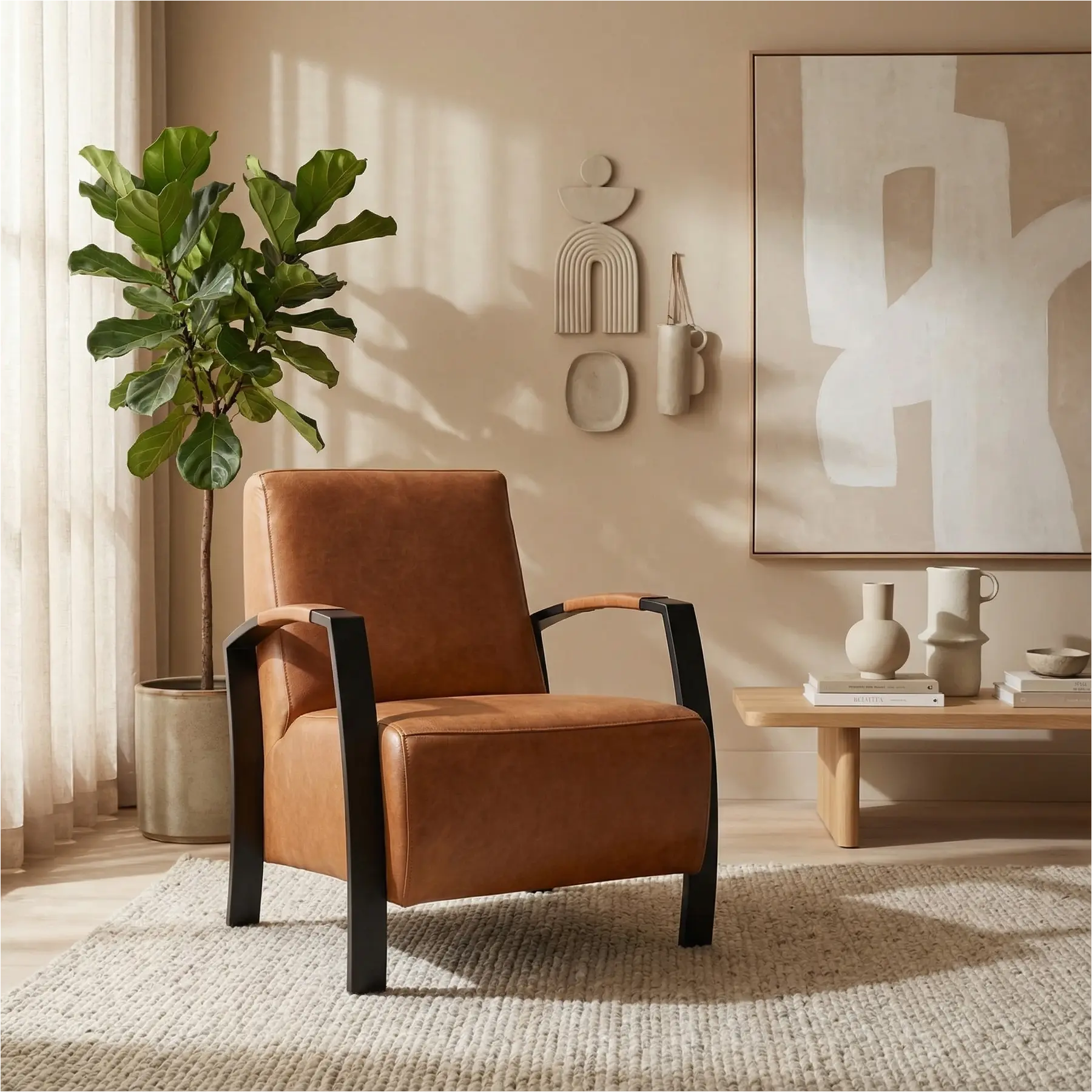 afbeelding van Leren fauteuil Glory - Vintage Cognac (cognac)