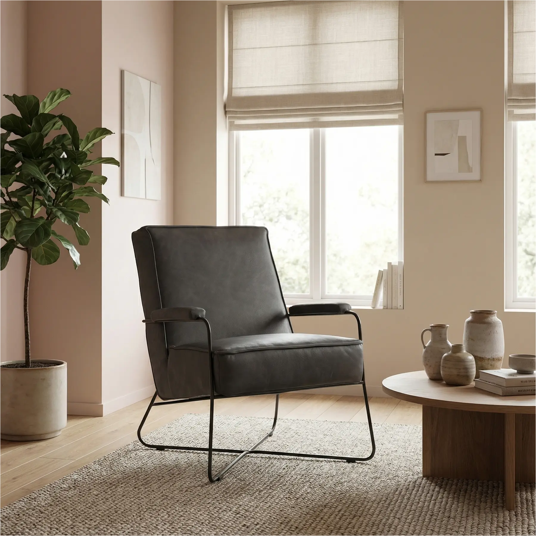 afbeelding van Leren fauteuil Hope - Vintage Grey (grijs)