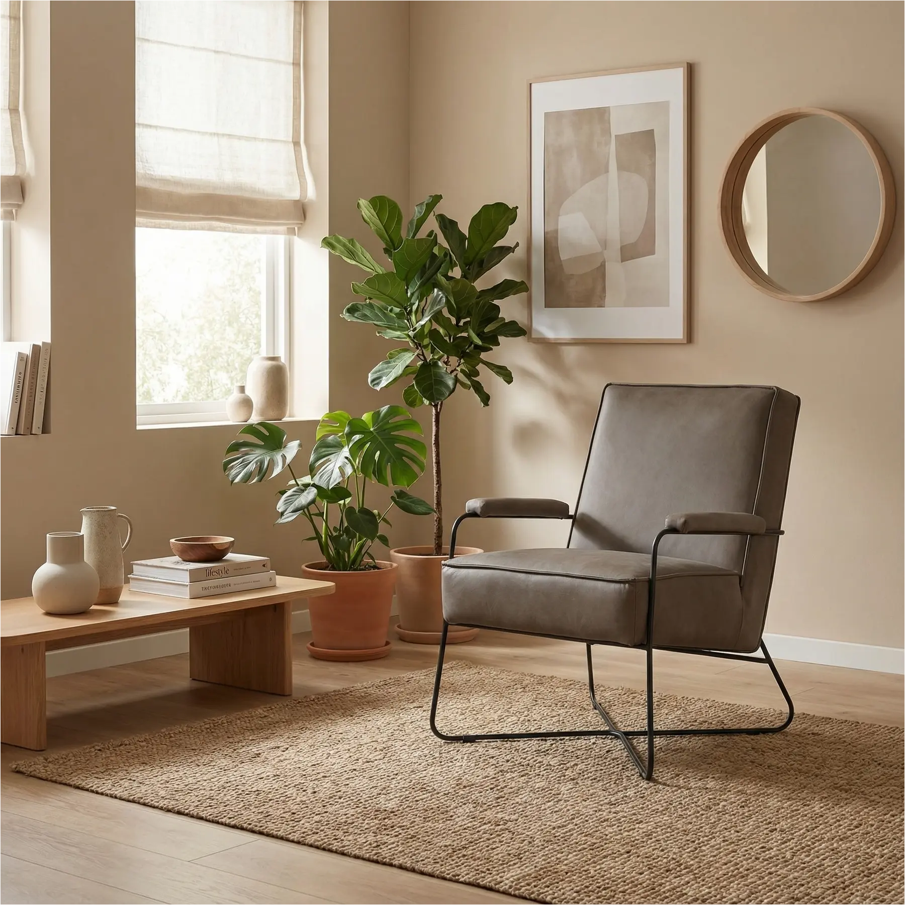 afbeelding van Leren fauteuil Hope - Vintage Taupe (taupe/bruin)