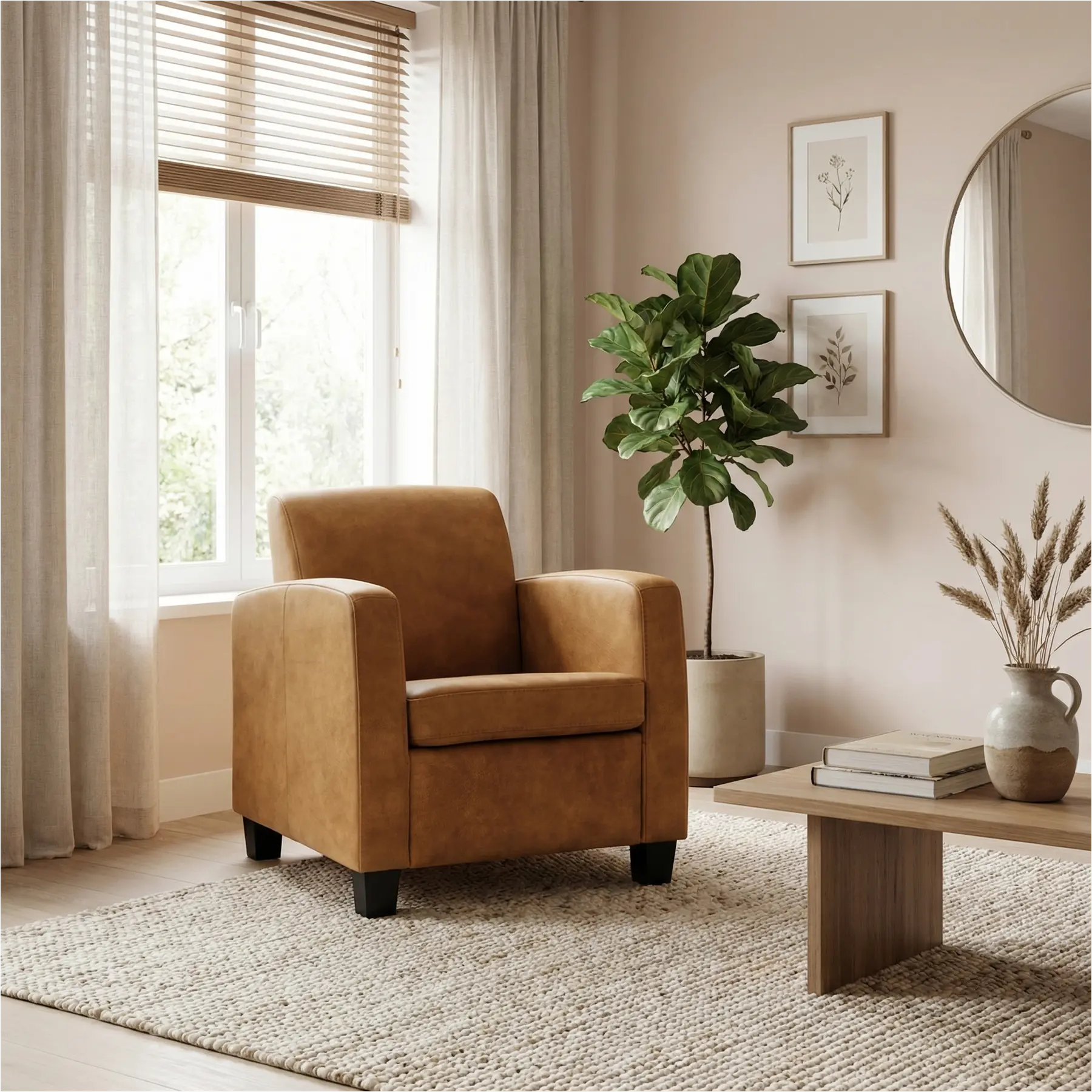 afbeelding van Leren fauteuil Joy