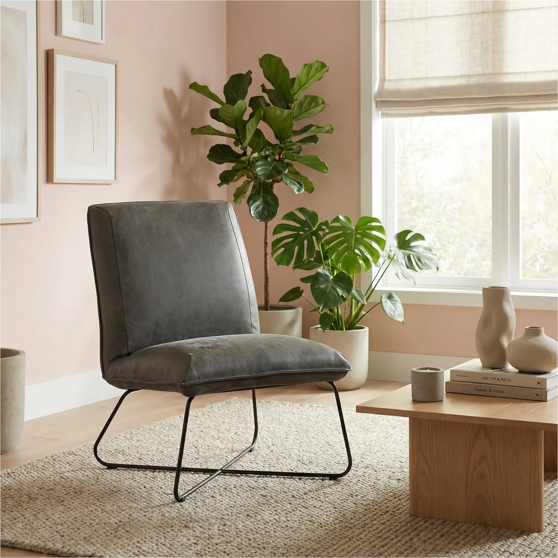 afbeelding van Leren fauteuil Less - Kenia Antracite (grijs)