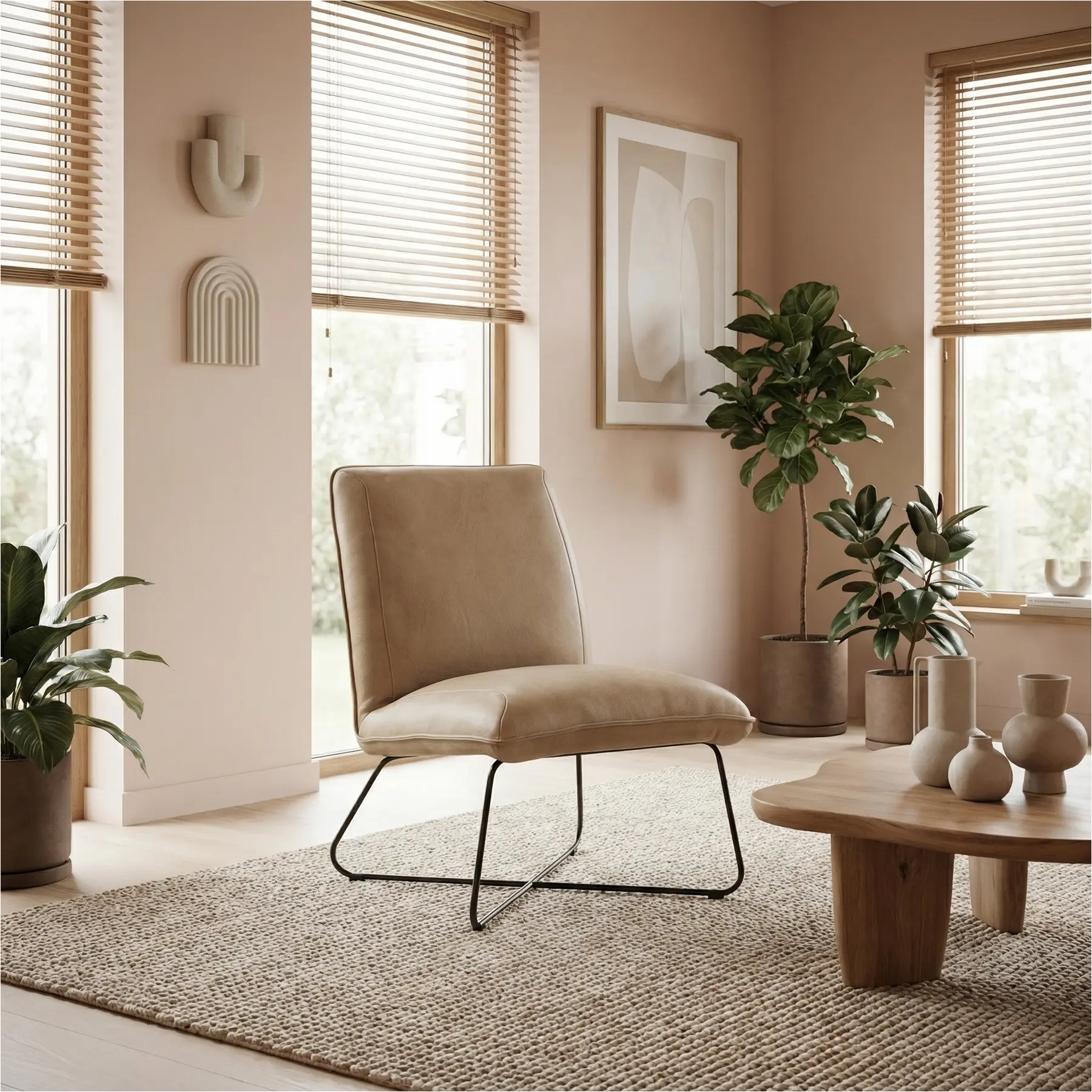 afbeelding van Leren fauteuil Less - Kenia Taupe (taupe/bruin)