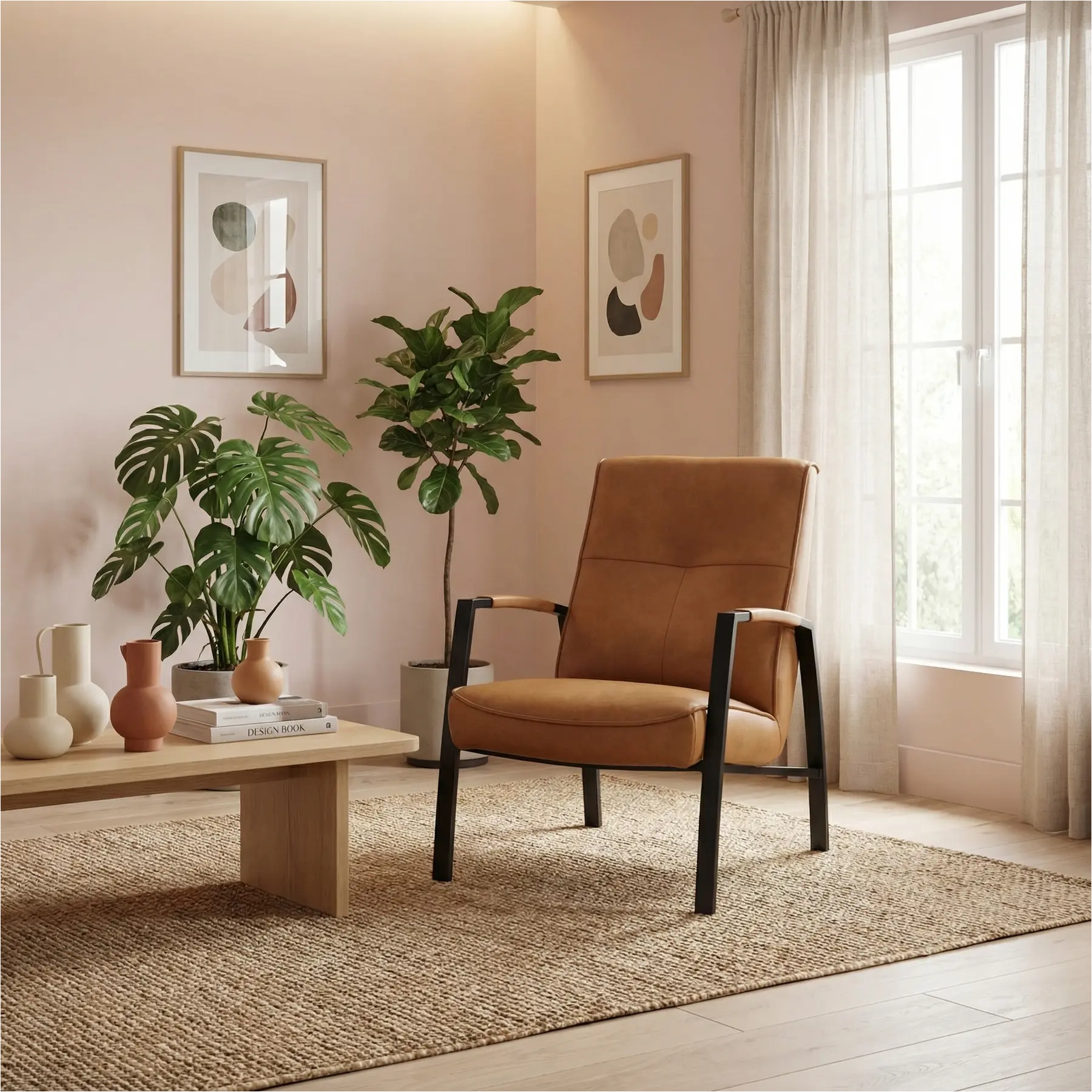 afbeelding van Leren fauteuil Level