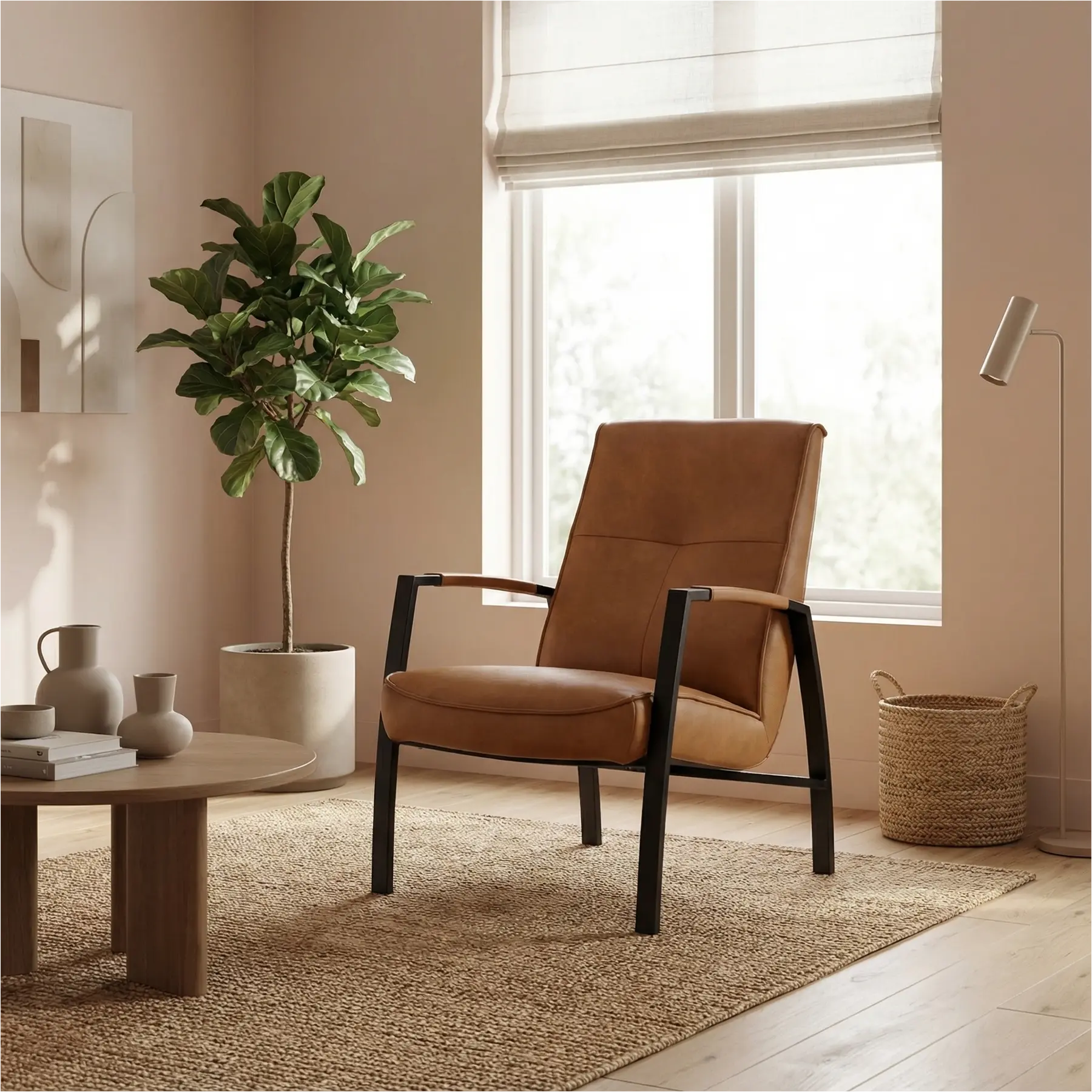 afbeelding van Leren fauteuil Level - Granada Sahara (cognac)