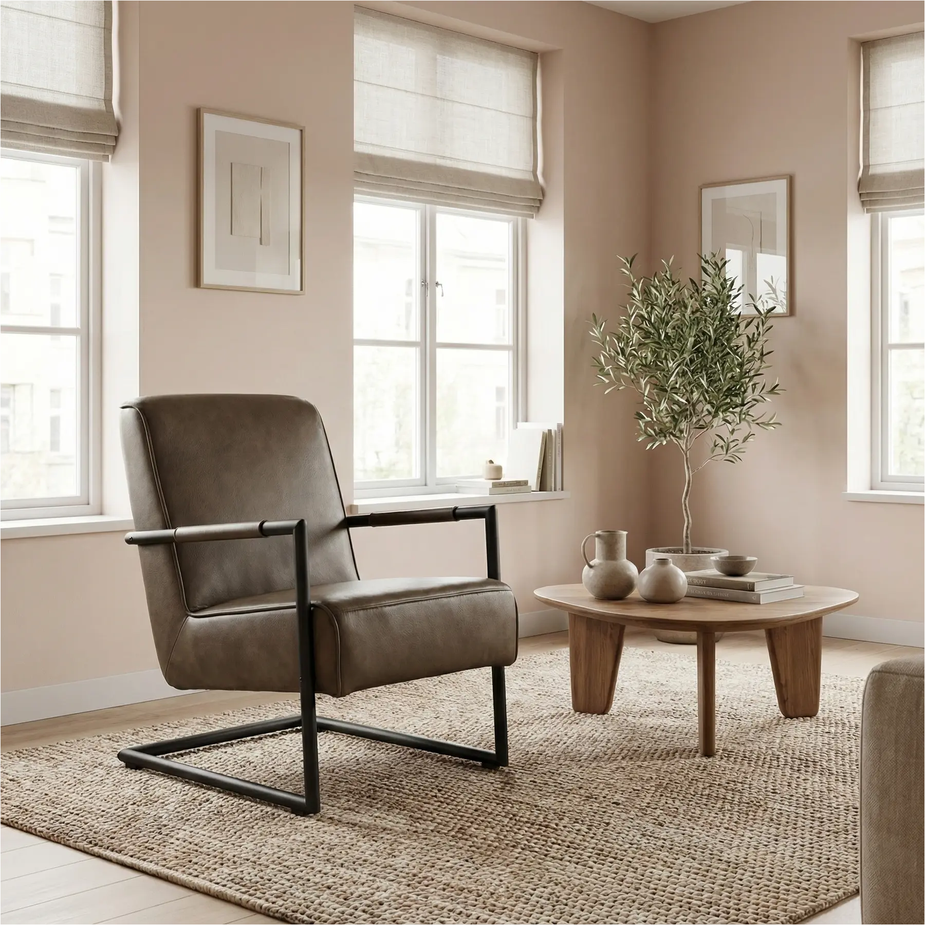 afbeelding van Leren fauteuil Lodge - Granada Ash (grijs/bruin)