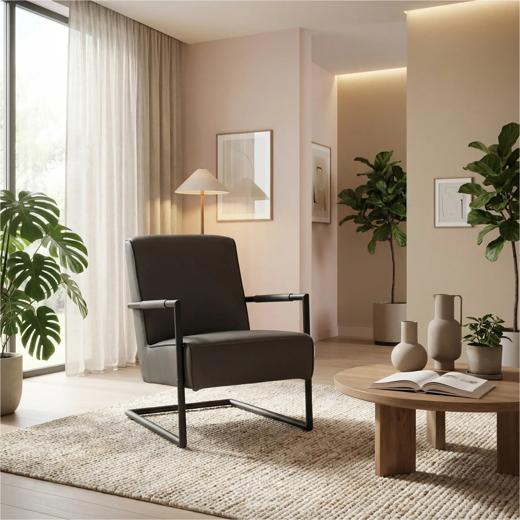 afbeelding van Leren fauteuil Lodge - Toledo Antracite (donkergrijs)