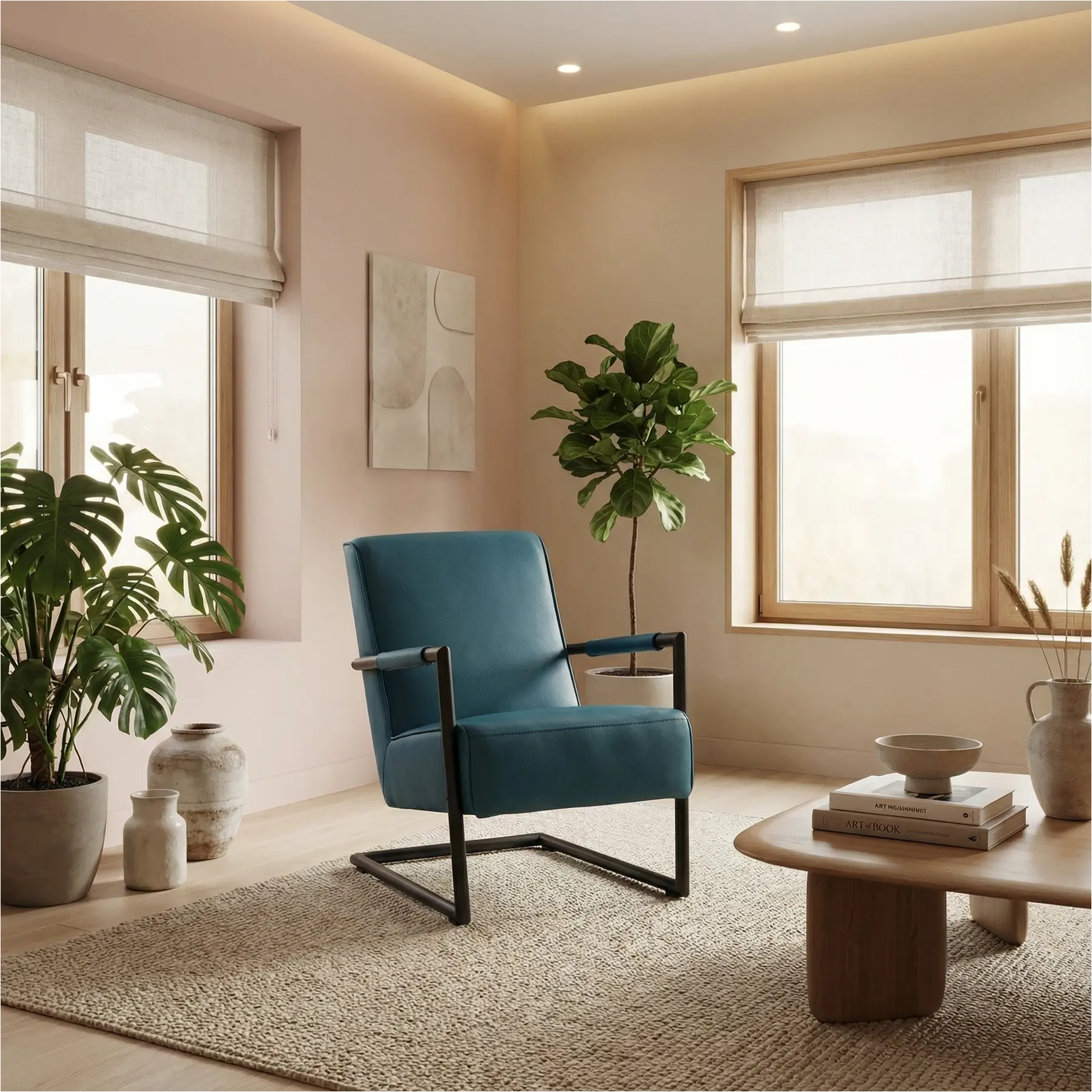 afbeelding van Leren fauteuil Lodge - Toledo Turquoise (blauw)