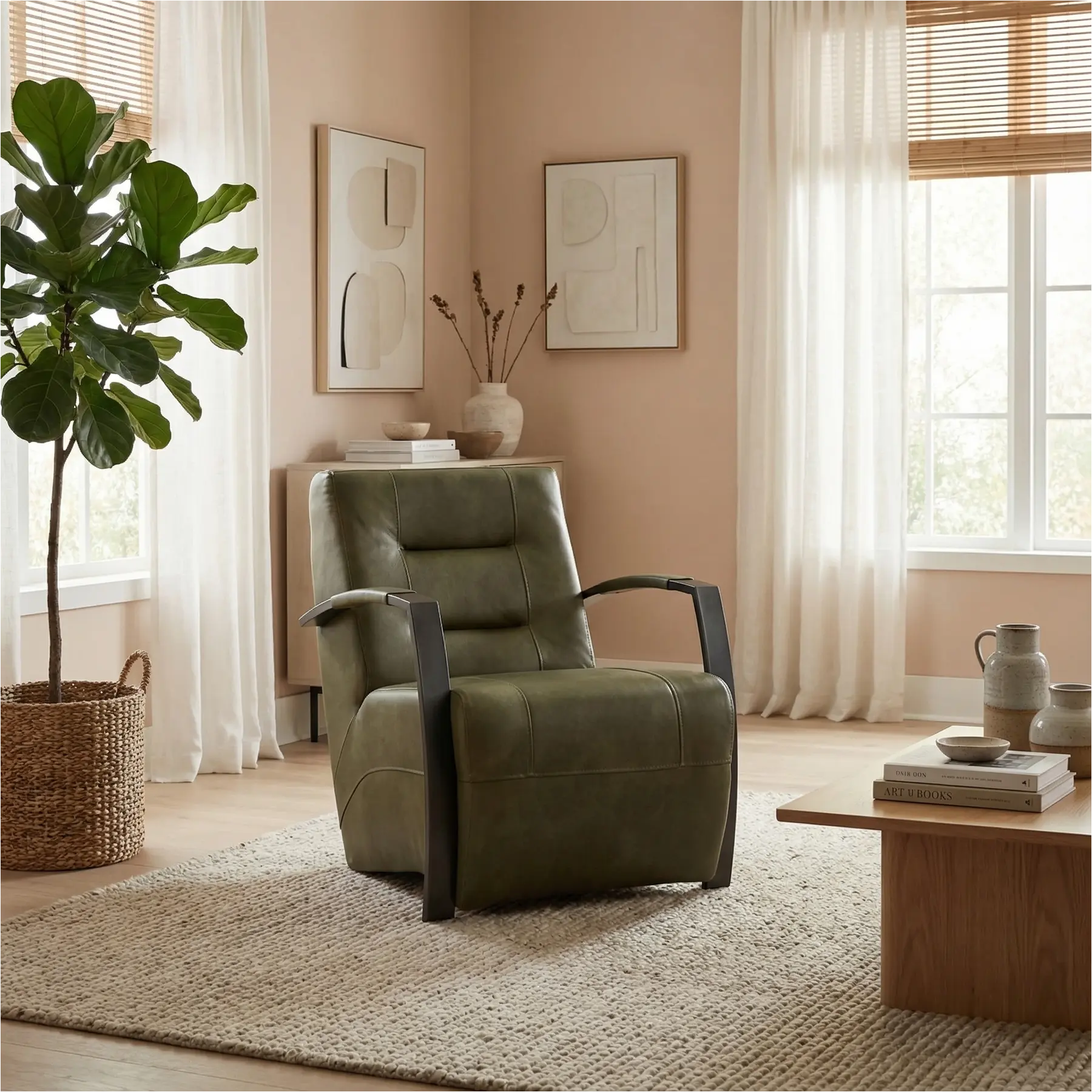 afbeelding van Leren fauteuil Magnificent - Granada Moss (olijf/groen)