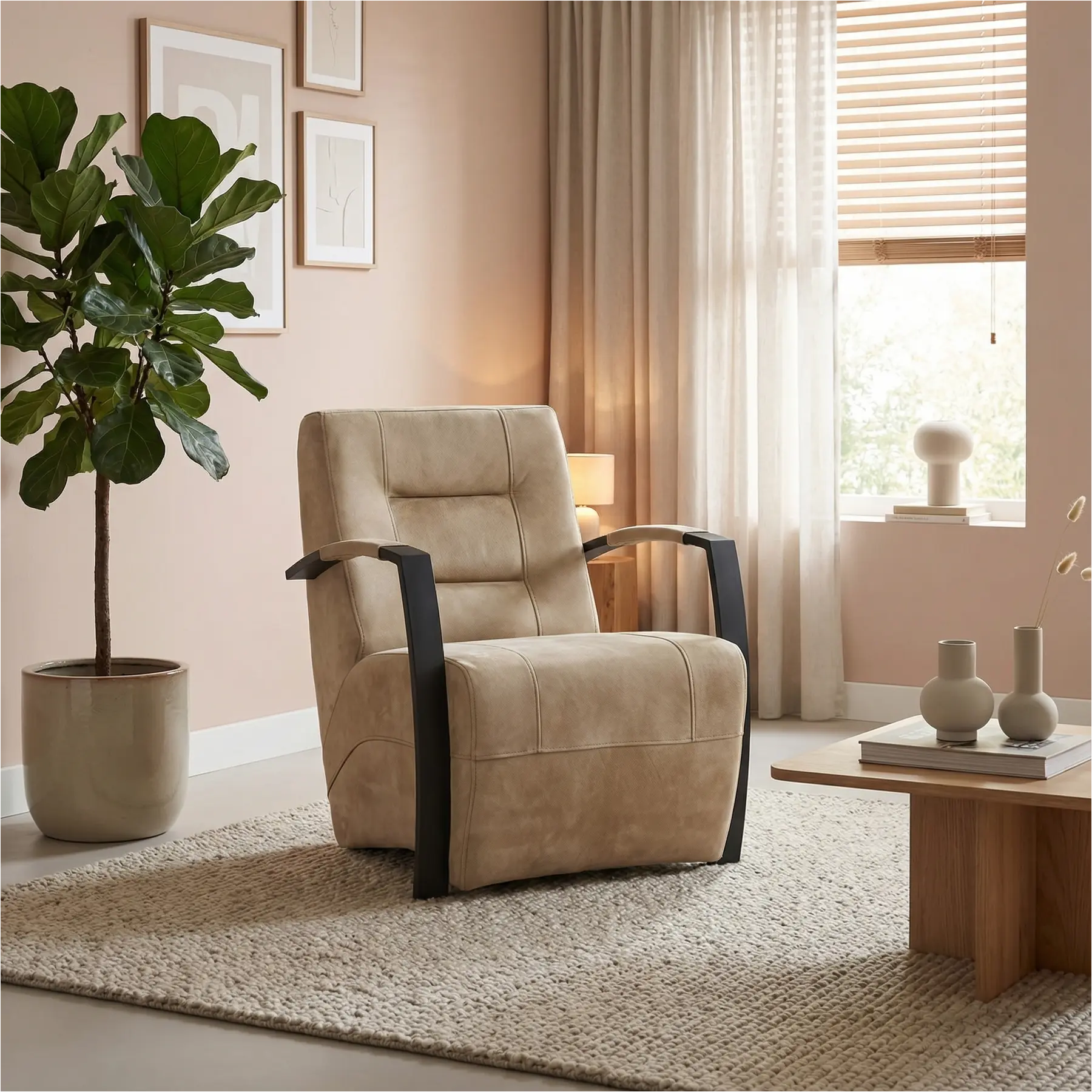 afbeelding van Leren fauteuil Magnificent - Kenia Taupe (taupe/bruin)