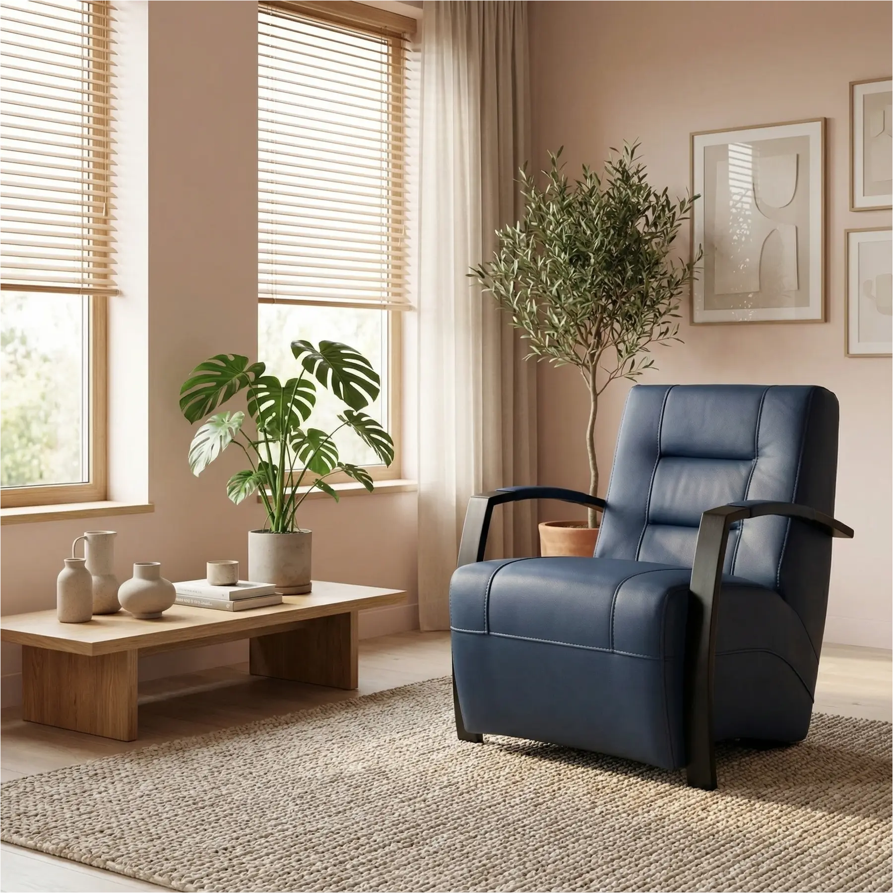 afbeelding van Leren fauteuil Magnificent - Massif Azzurro (blauw)