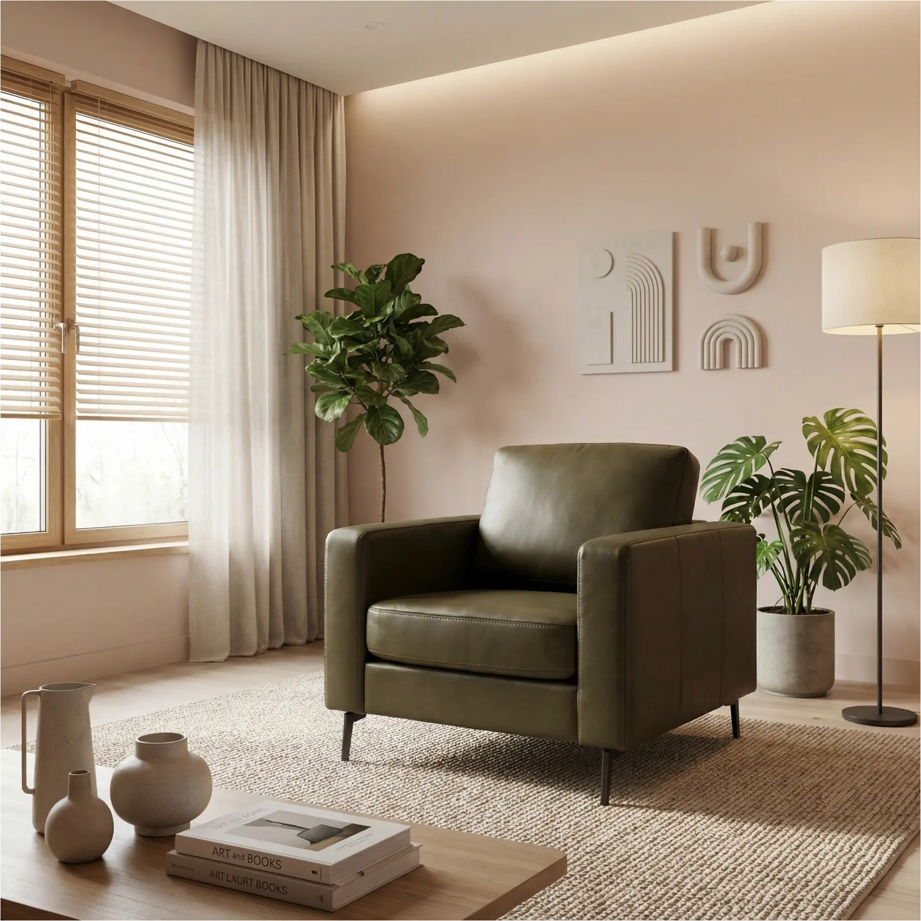 afbeelding van Leren fauteuil Match - Elegance Green (donkergroen) - Poten staal zwart