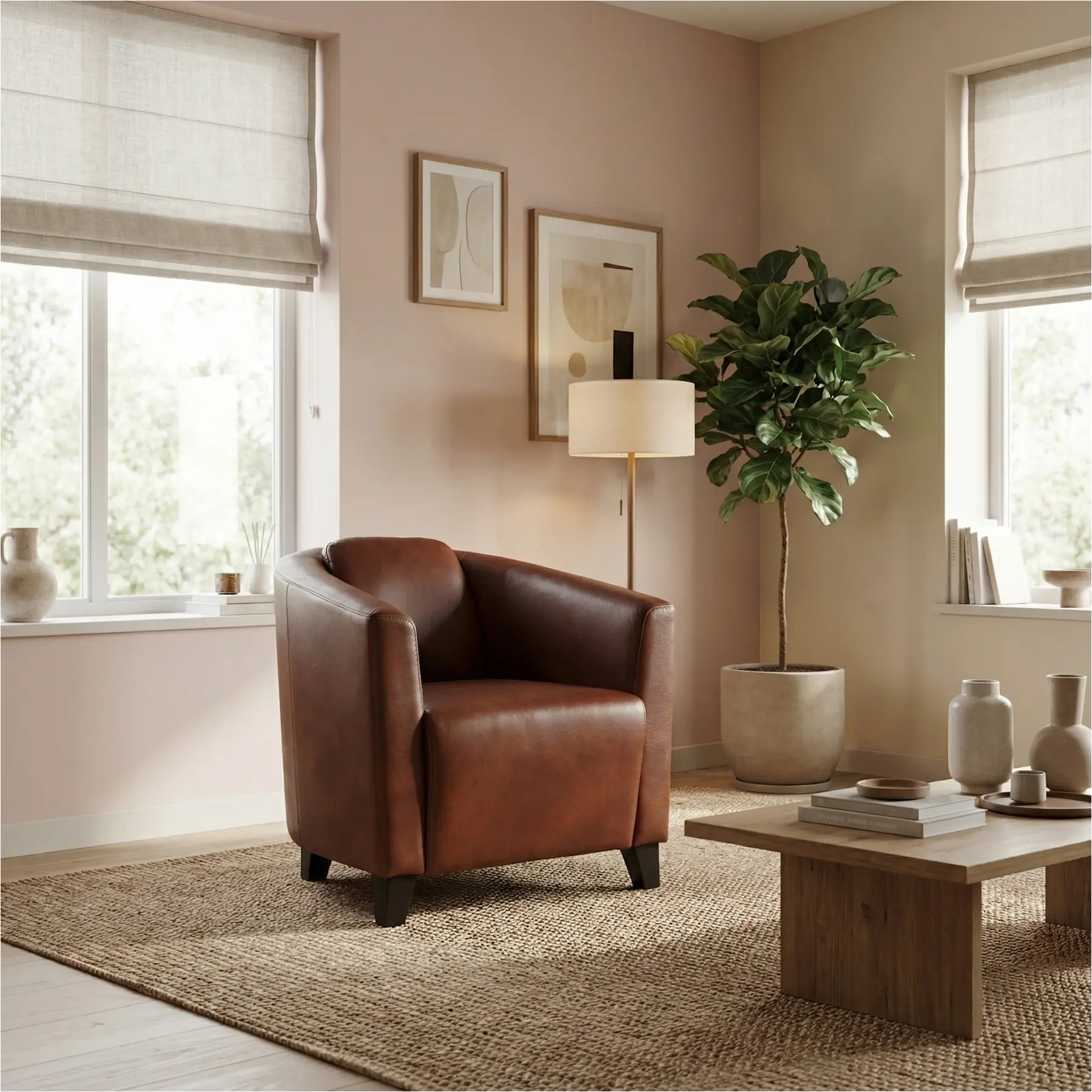 afbeelding van Leren fauteuil Press