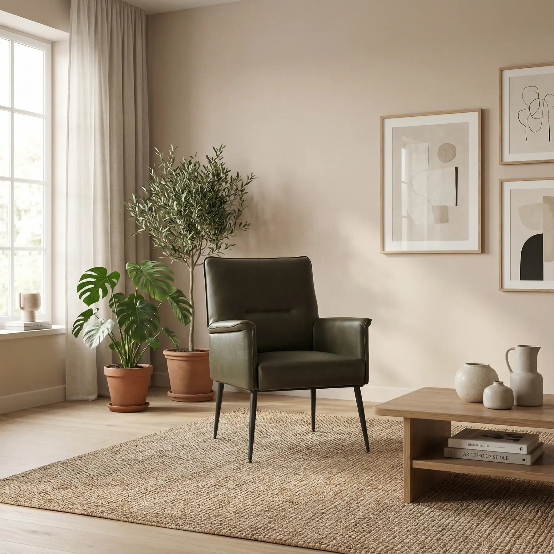 afbeelding van Leren fauteuil Rise - Elegance Green (donkergroen)