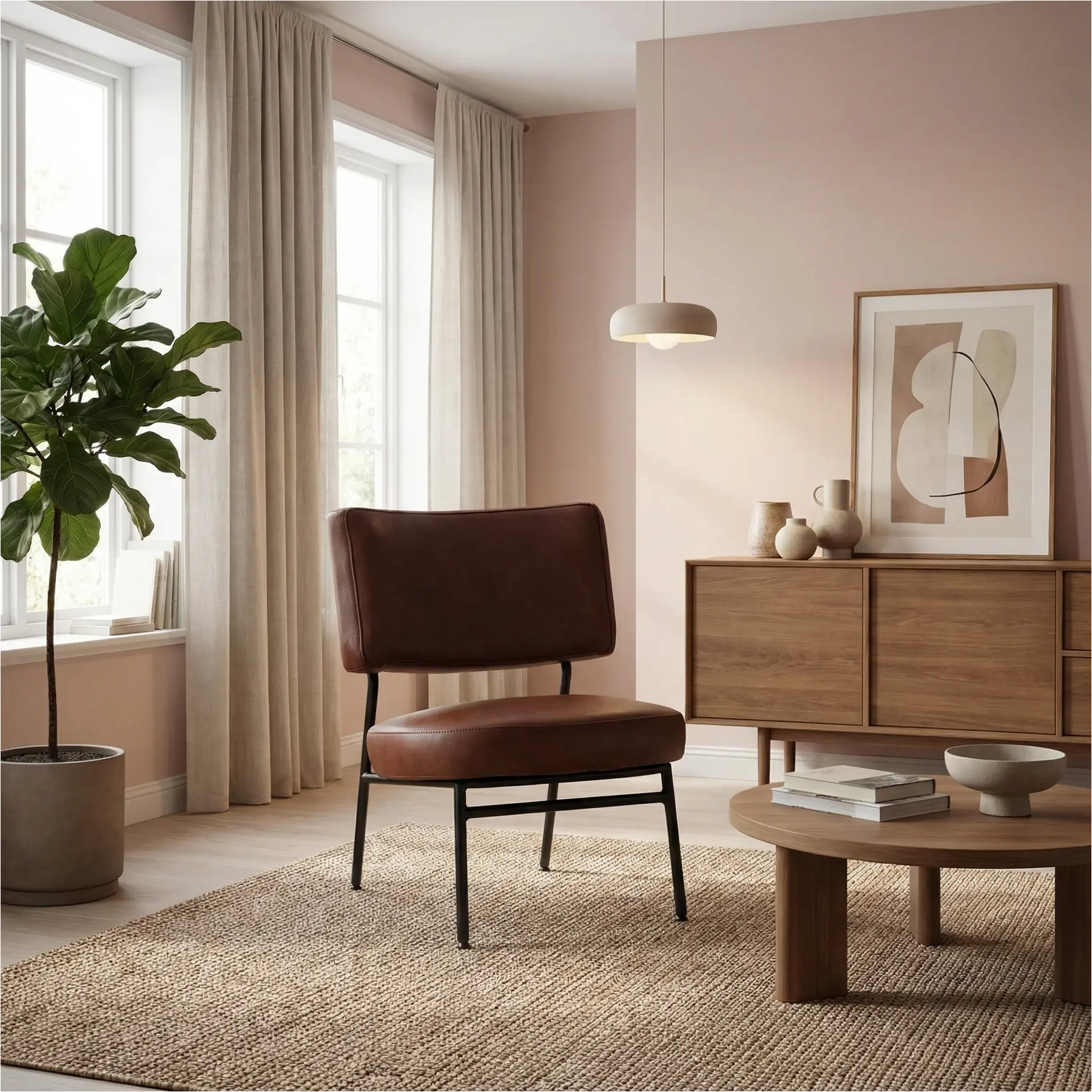 afbeelding van Leren fauteuil Rondo