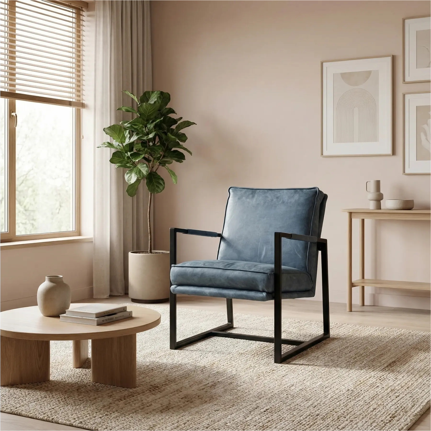 afbeelding van Leren fauteuil Secret - Kenia Denim (blauw)