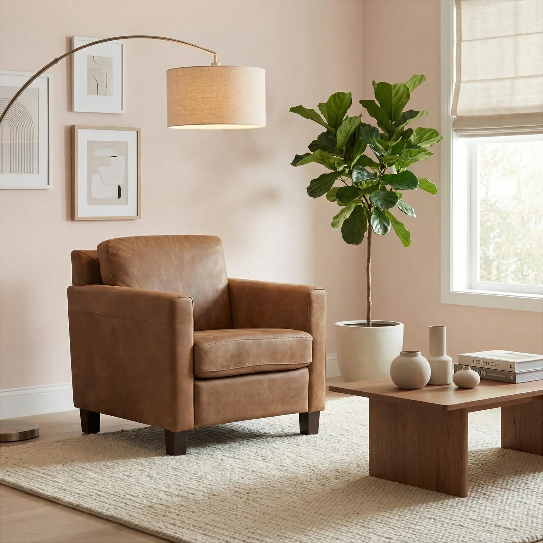 afbeelding van Leren fauteuil Smart - Kenia Brown (bruin) - Poten hout bruin