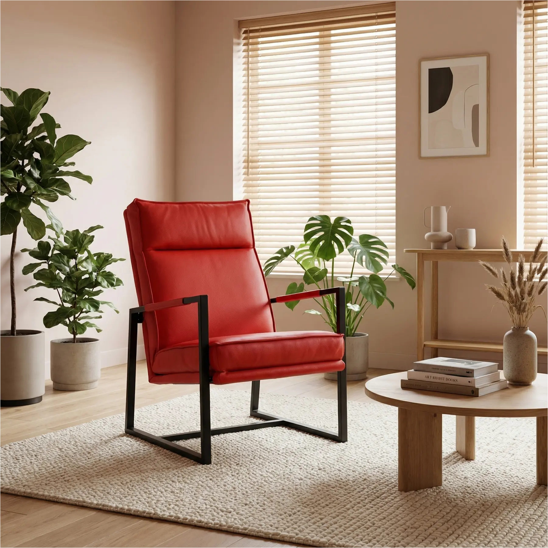 afbeelding van Leren fauteuil Square - Toledo Ferrari (felrood)