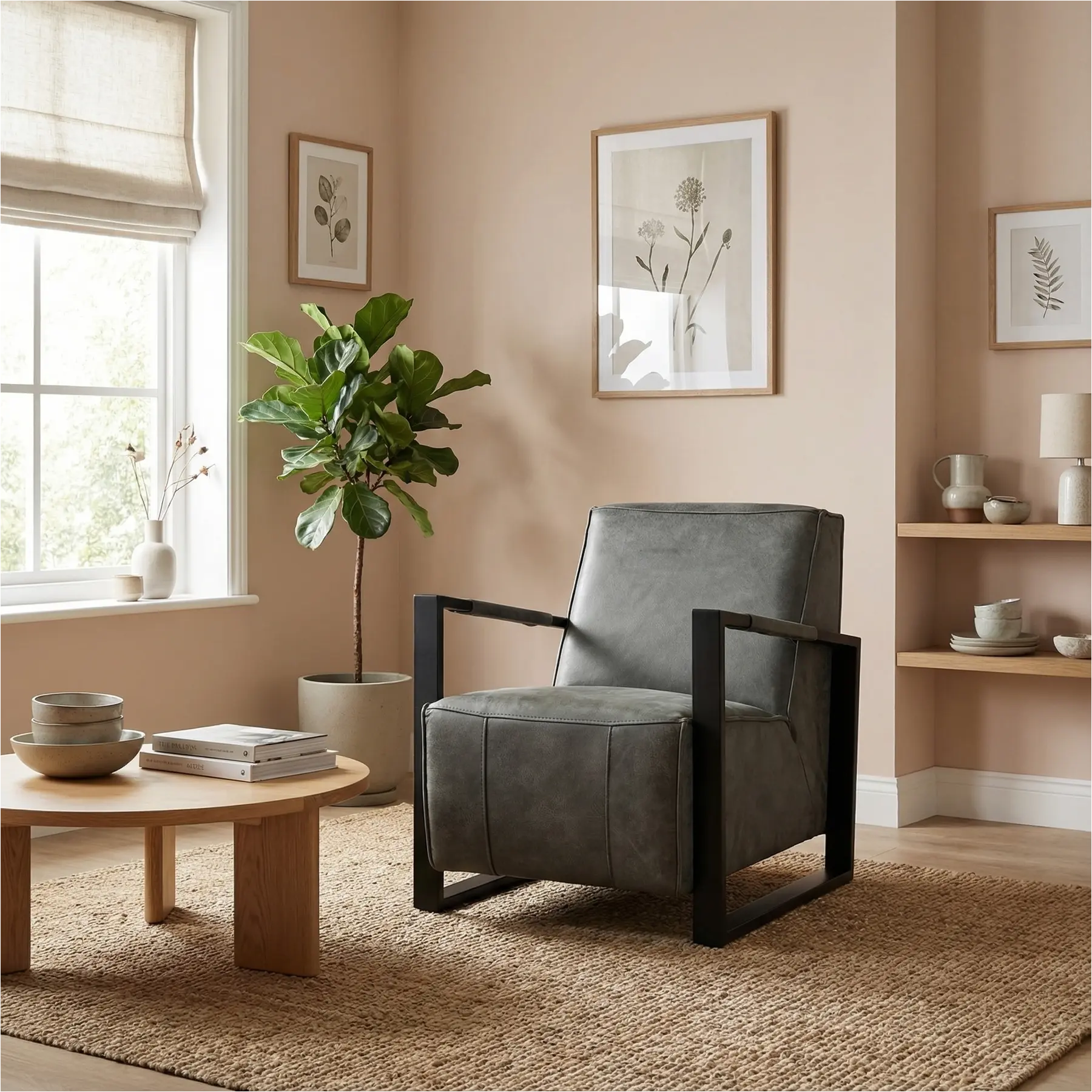 afbeelding van Leren fauteuil Touch - Kenia Antracite (grijs)