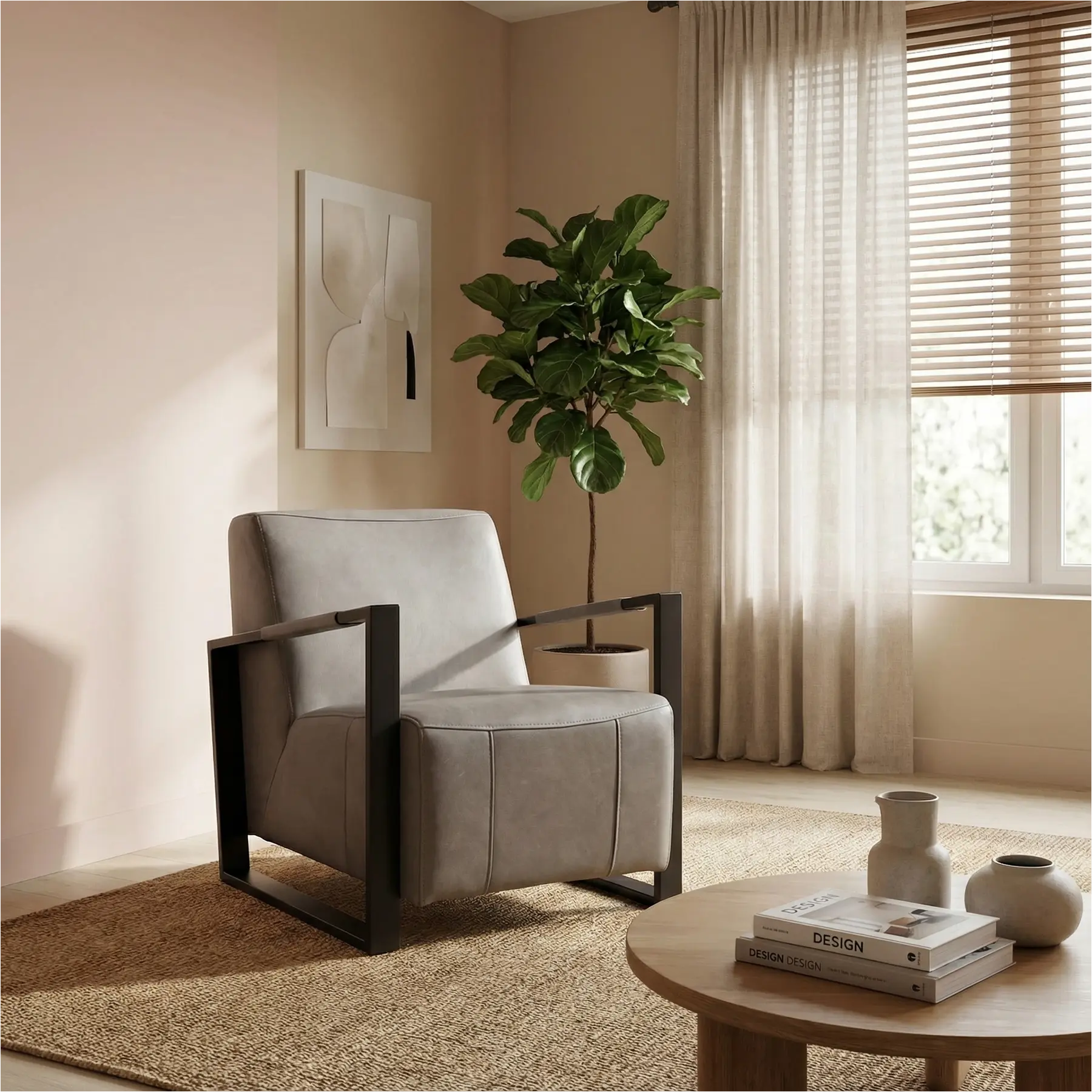 afbeelding van Leren fauteuil Touch - Rancho Steel (grijs)