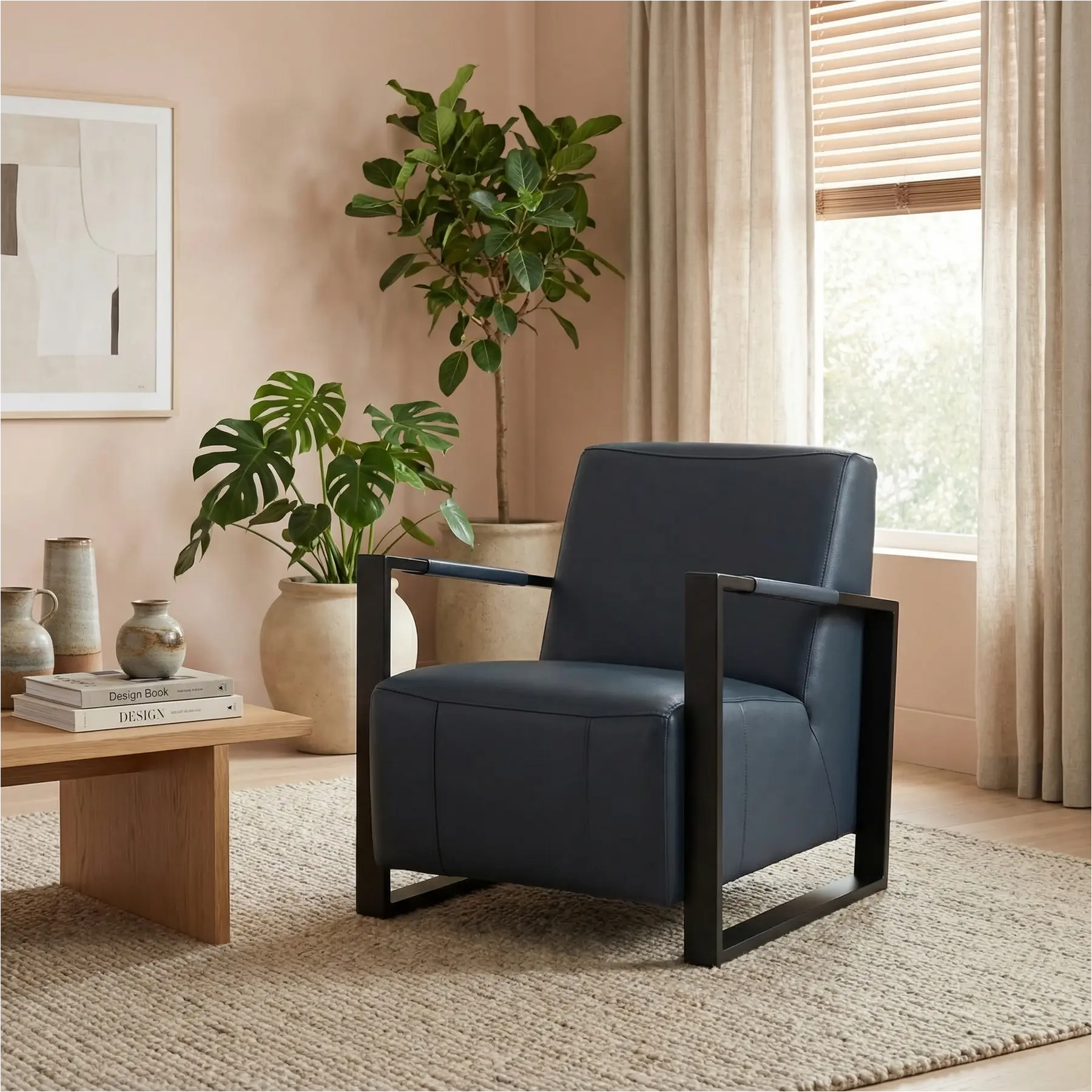 afbeelding van Leren fauteuil Touch - Toledo Marine (blauw)