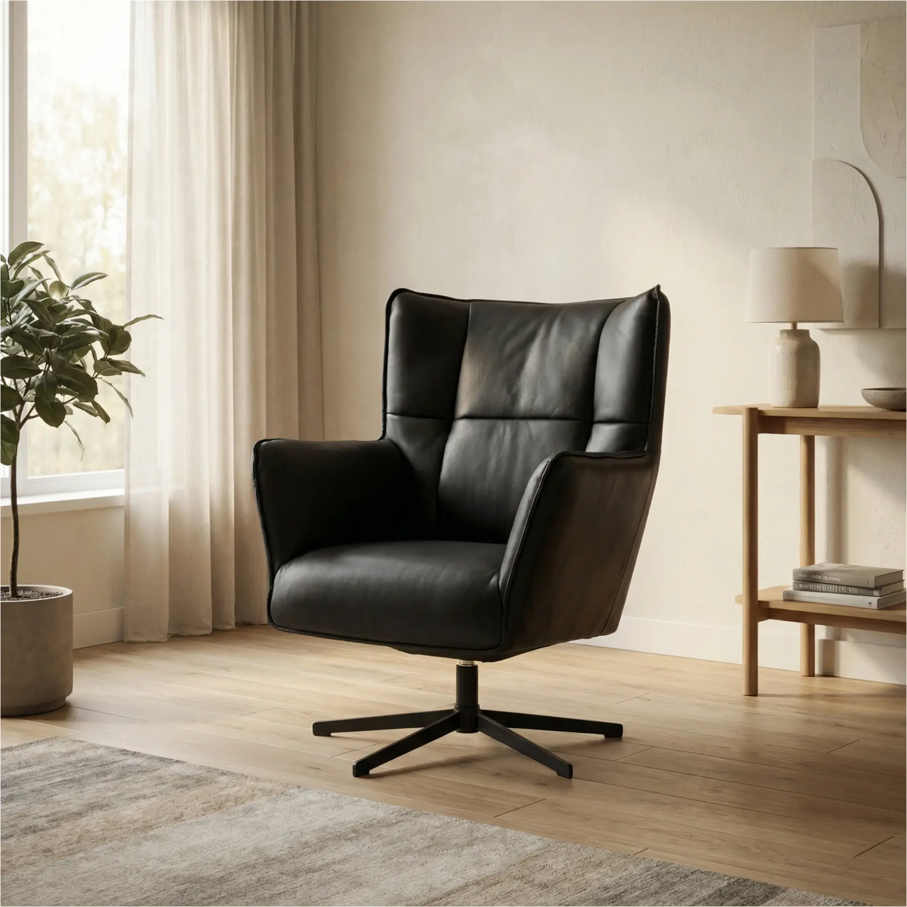 afbeelding van Leren draaifauteuil Lovely