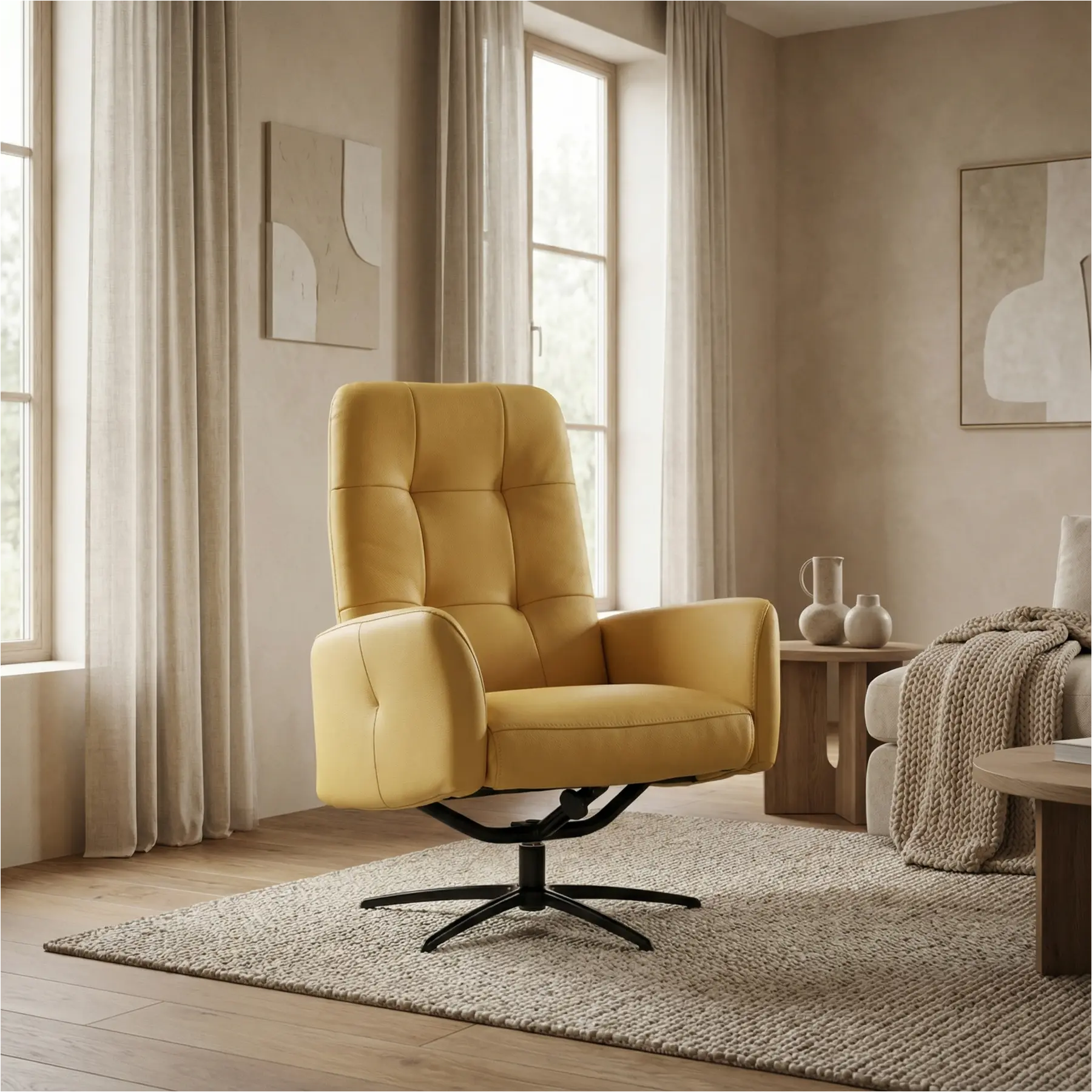 afbeelding van Leren draaifauteuil Pulse - Toledo Giallo (geel) - Stervoet zwart