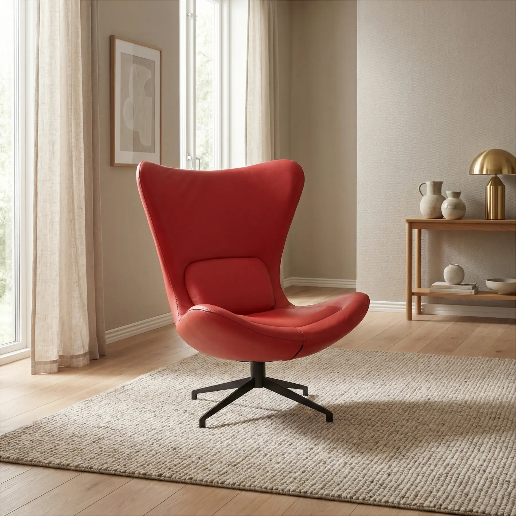 afbeelding van Leren draaifauteuil Soul - Toledo Ferrari (felrood) - Stervoet zwart