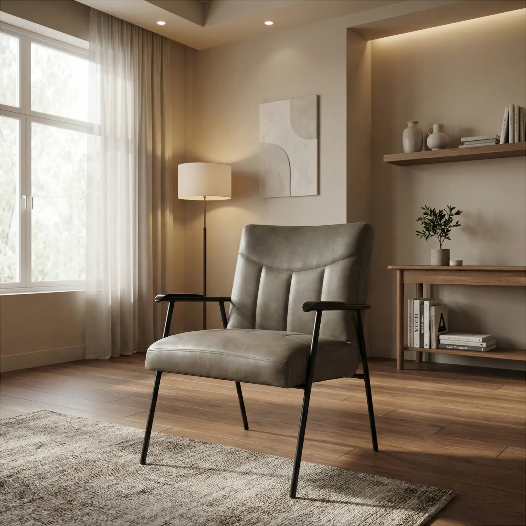 afbeelding van Leren fauteuil Beam - Vintage Stone (grijs)