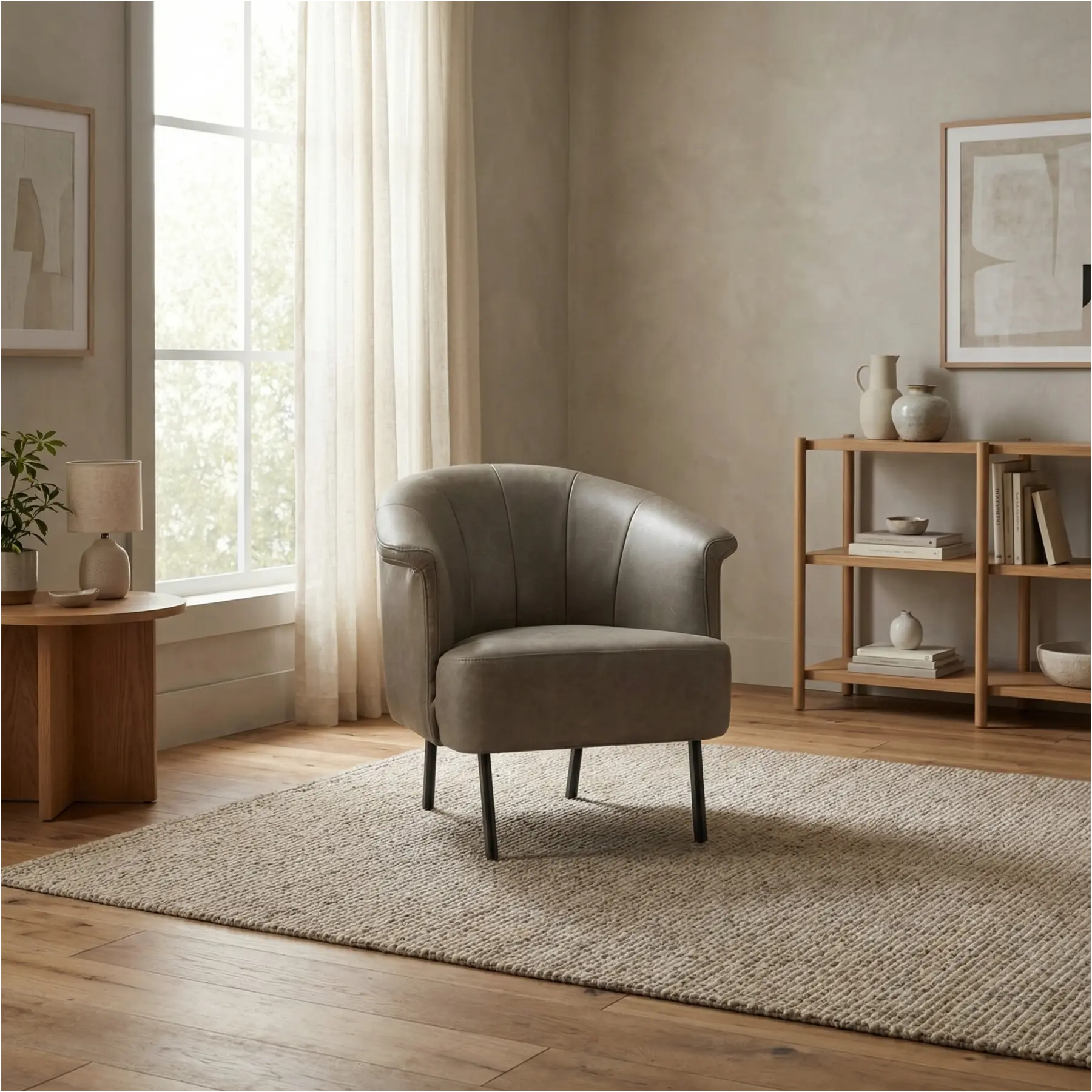 afbeelding van Leren fauteuil Embrace - Vintage Stone (grijs)