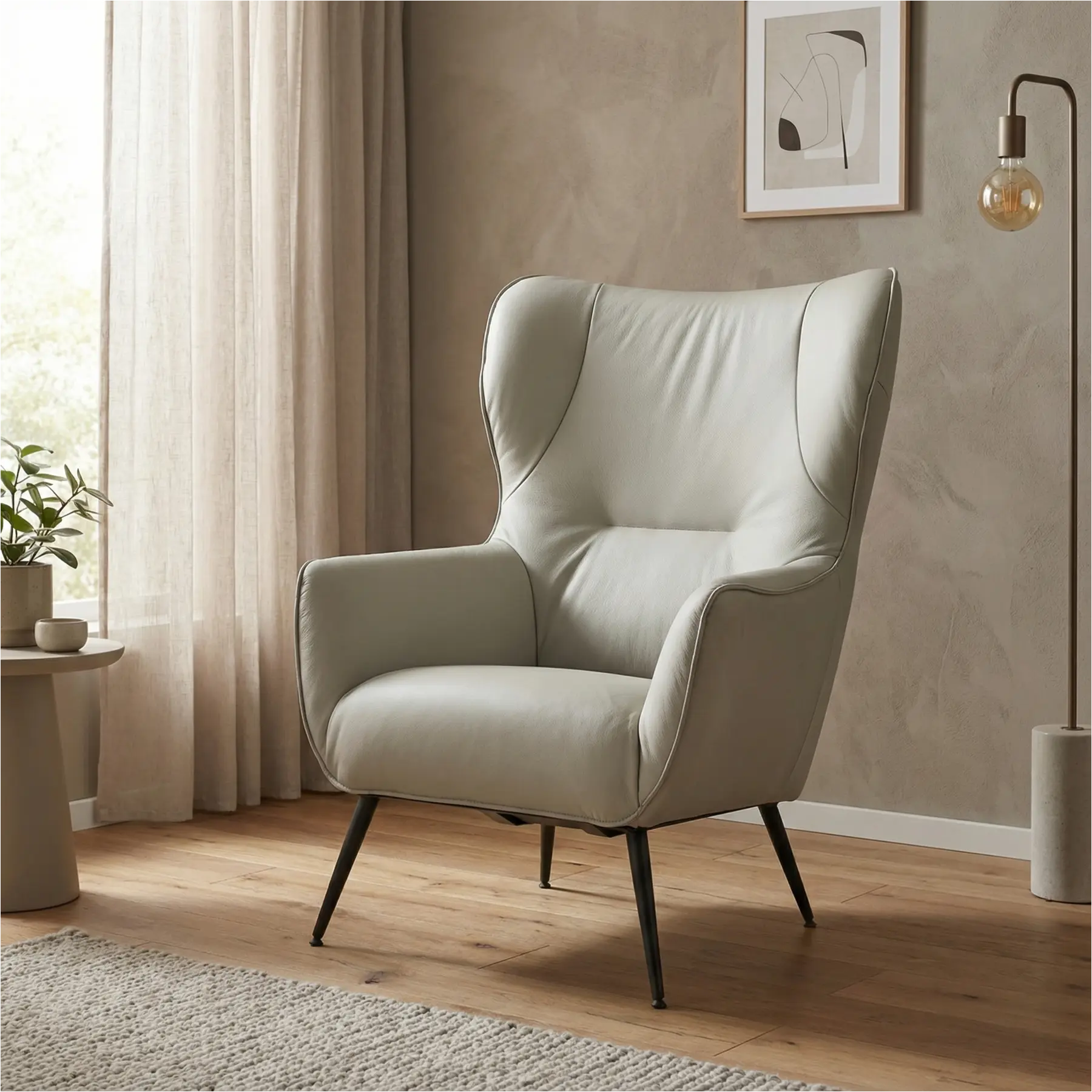 afbeelding van Leren fauteuil Flair - Toledo Perle (lichtgrijs)
