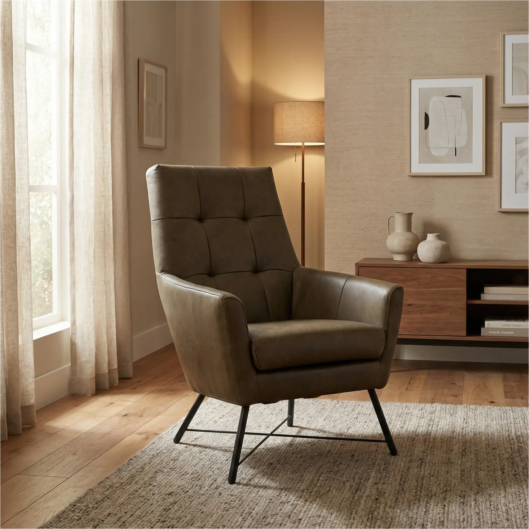 afbeelding van Leren fauteuil Proud - Rancho Green (olijf/groen)