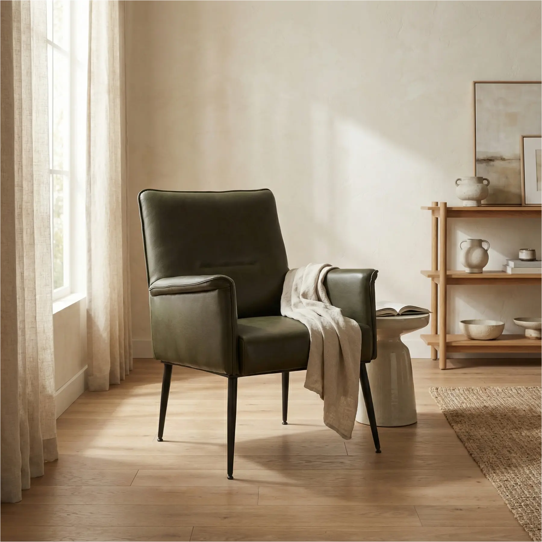 afbeelding van Leren fauteuil Rise - Elegance Green (donkergroen)