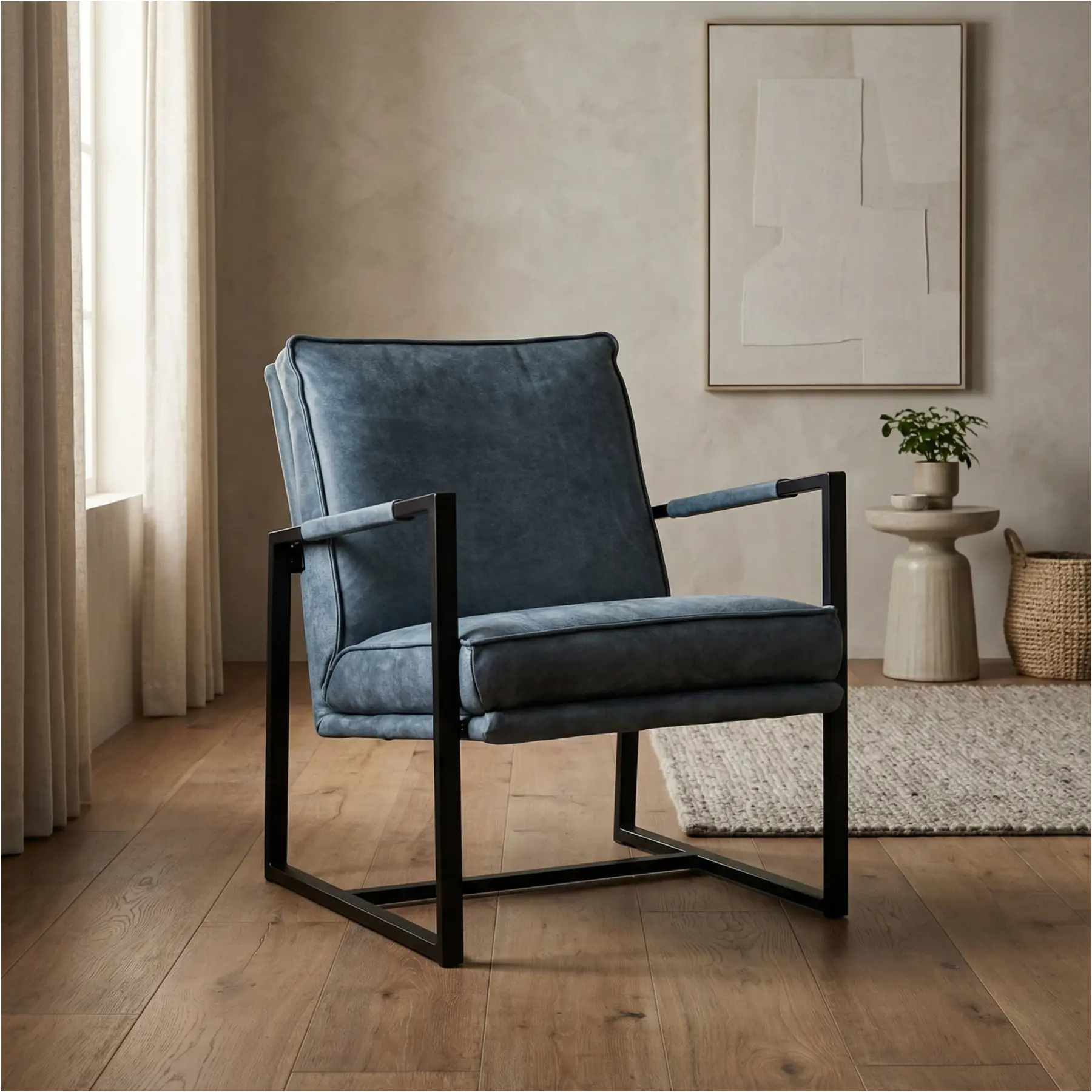 afbeelding van Leren fauteuil Secret - Kenia Denim (blauw)