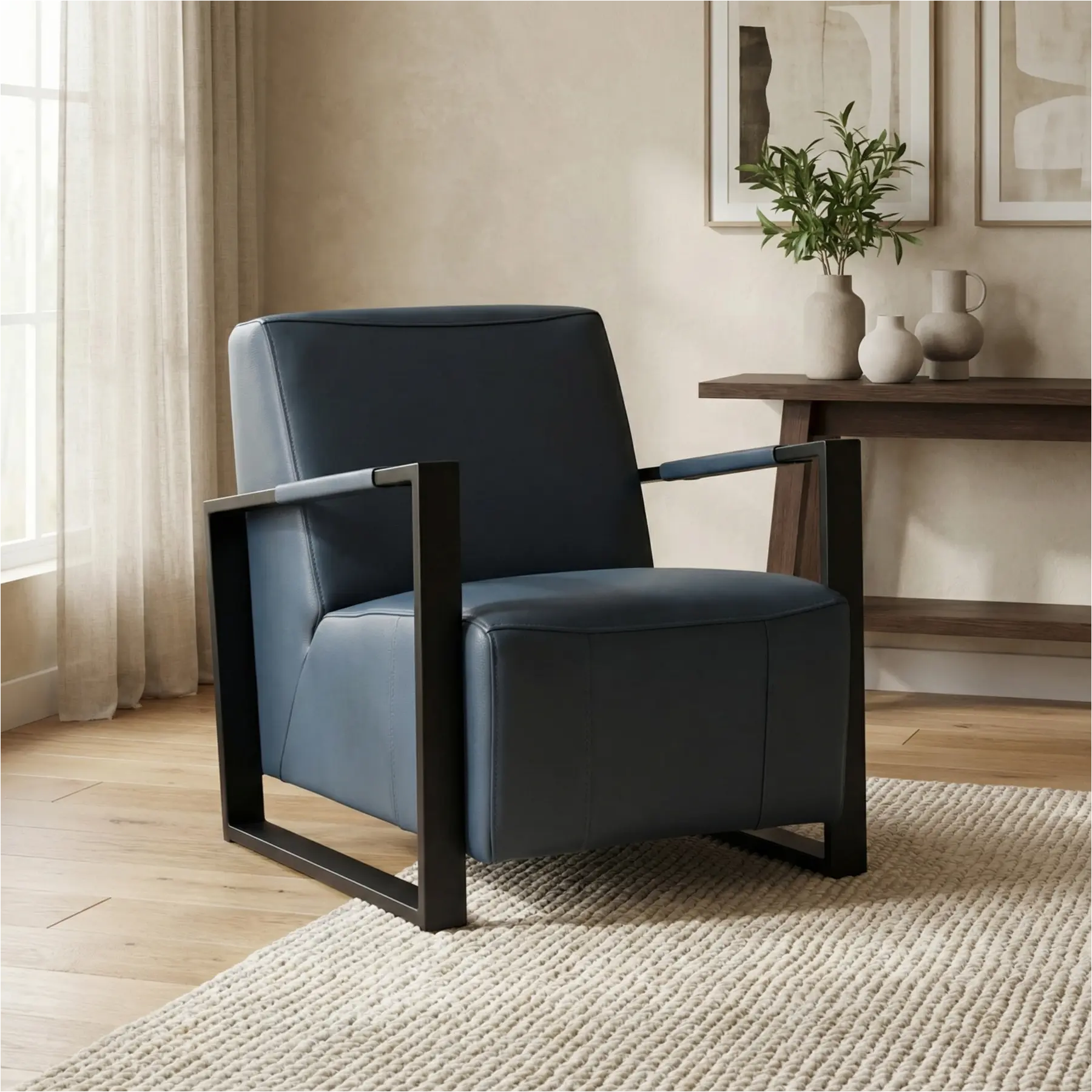 afbeelding van Leren fauteuil Touch - Toledo Marine (blauw)