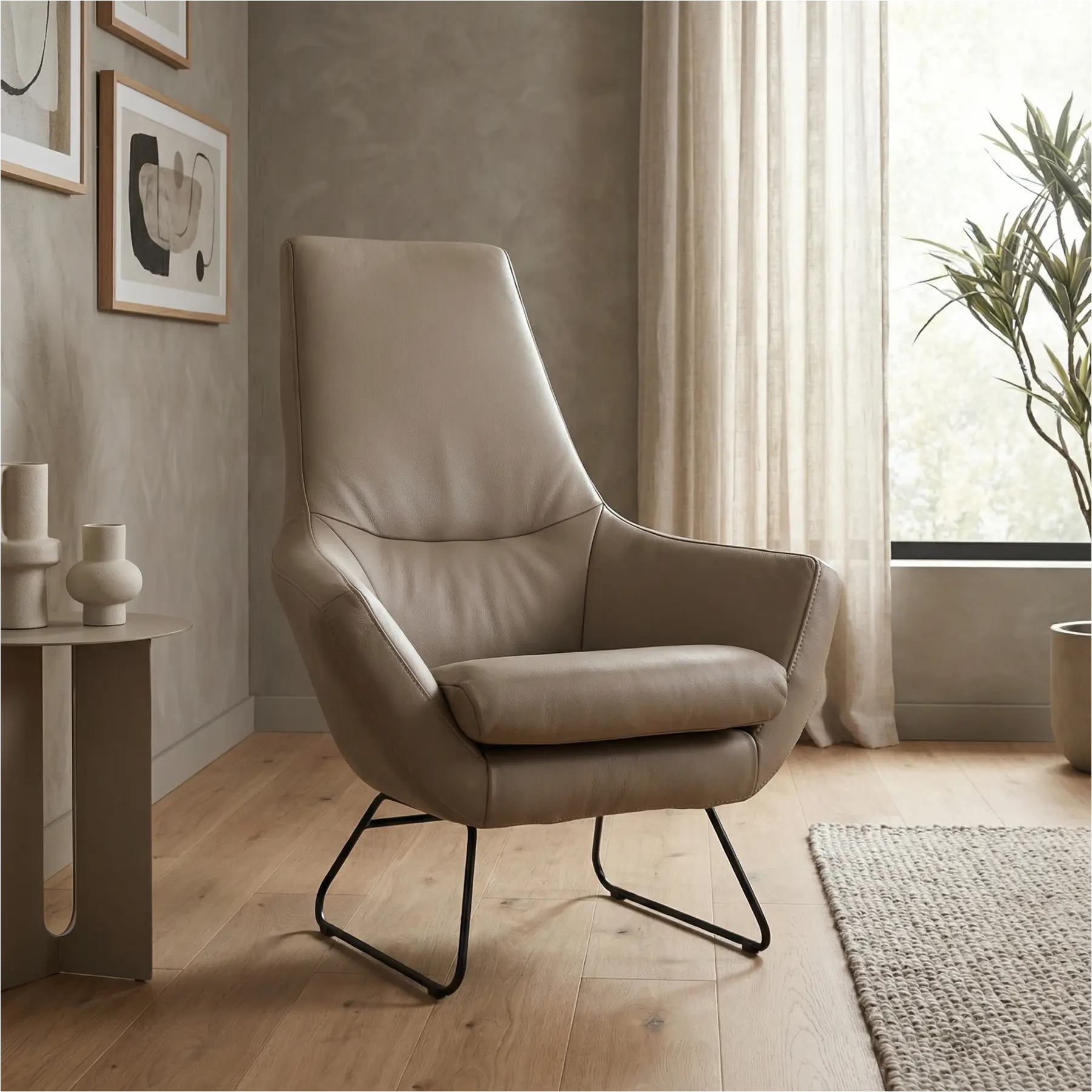 afbeelding van Leren fauteuil Trust - Toledo Khaki (taupe/bruin)