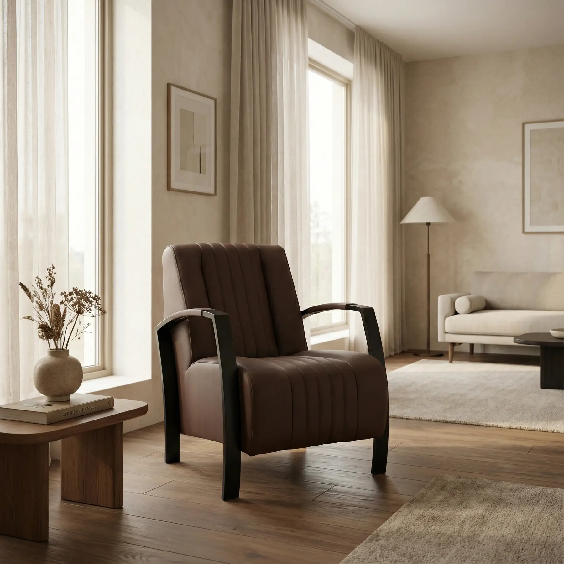 afbeelding van Leren fauteuil Glamour - Toledo Espresso (bruin)