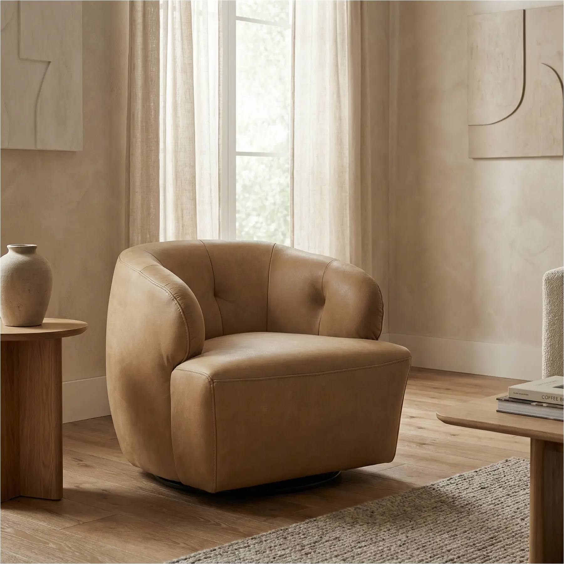 afbeelding van Leren draaifauteuil Cloud