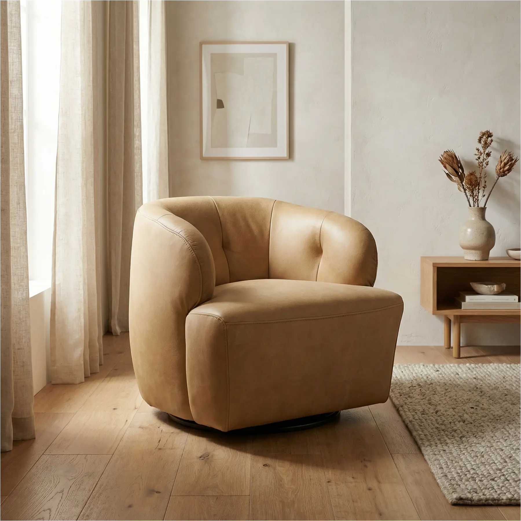 afbeelding van Leren draaifauteuil Cloud - Kenia Walnut (cognac)