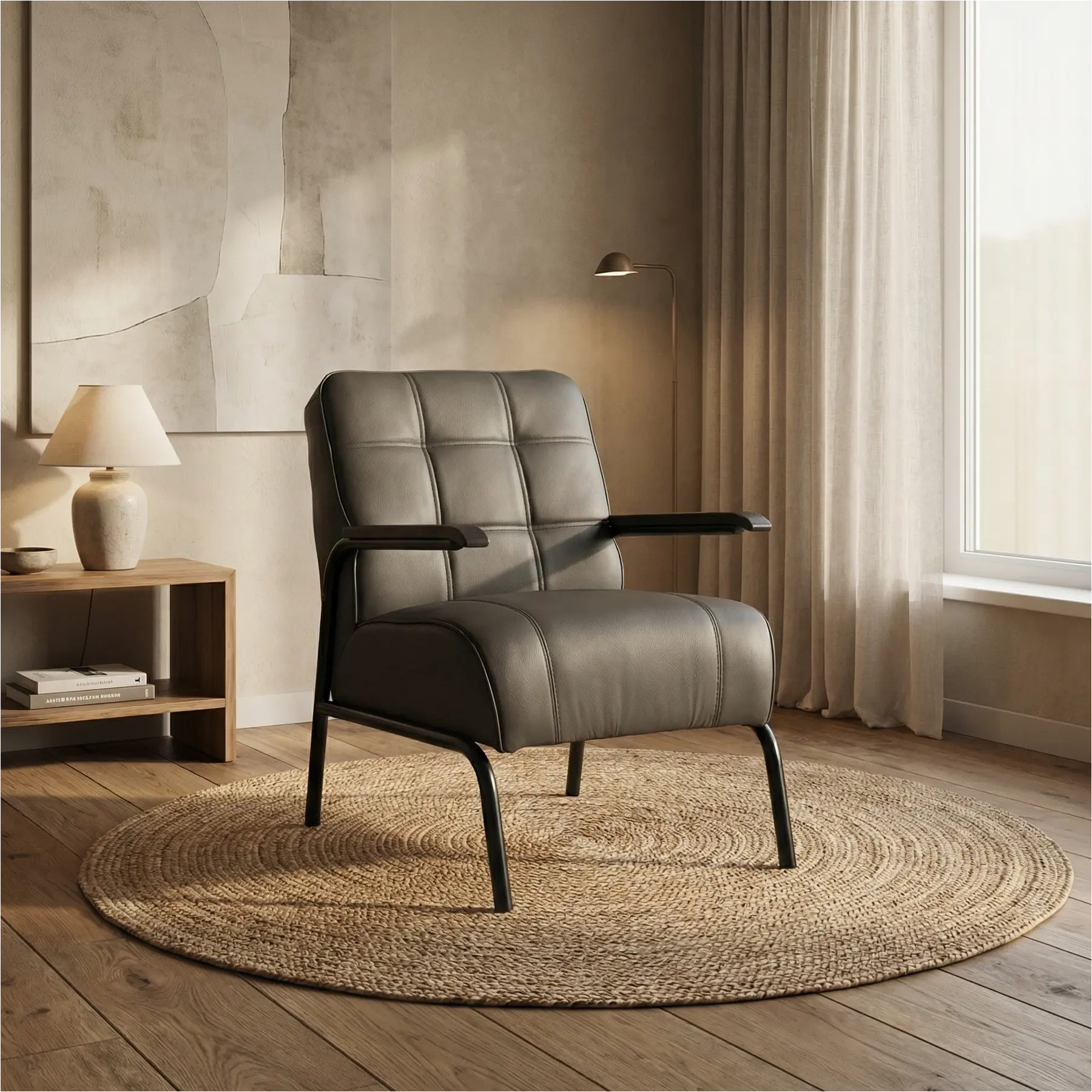 afbeelding van Leren fauteuil Ahead - Toledo Antracite (donkergrijs)