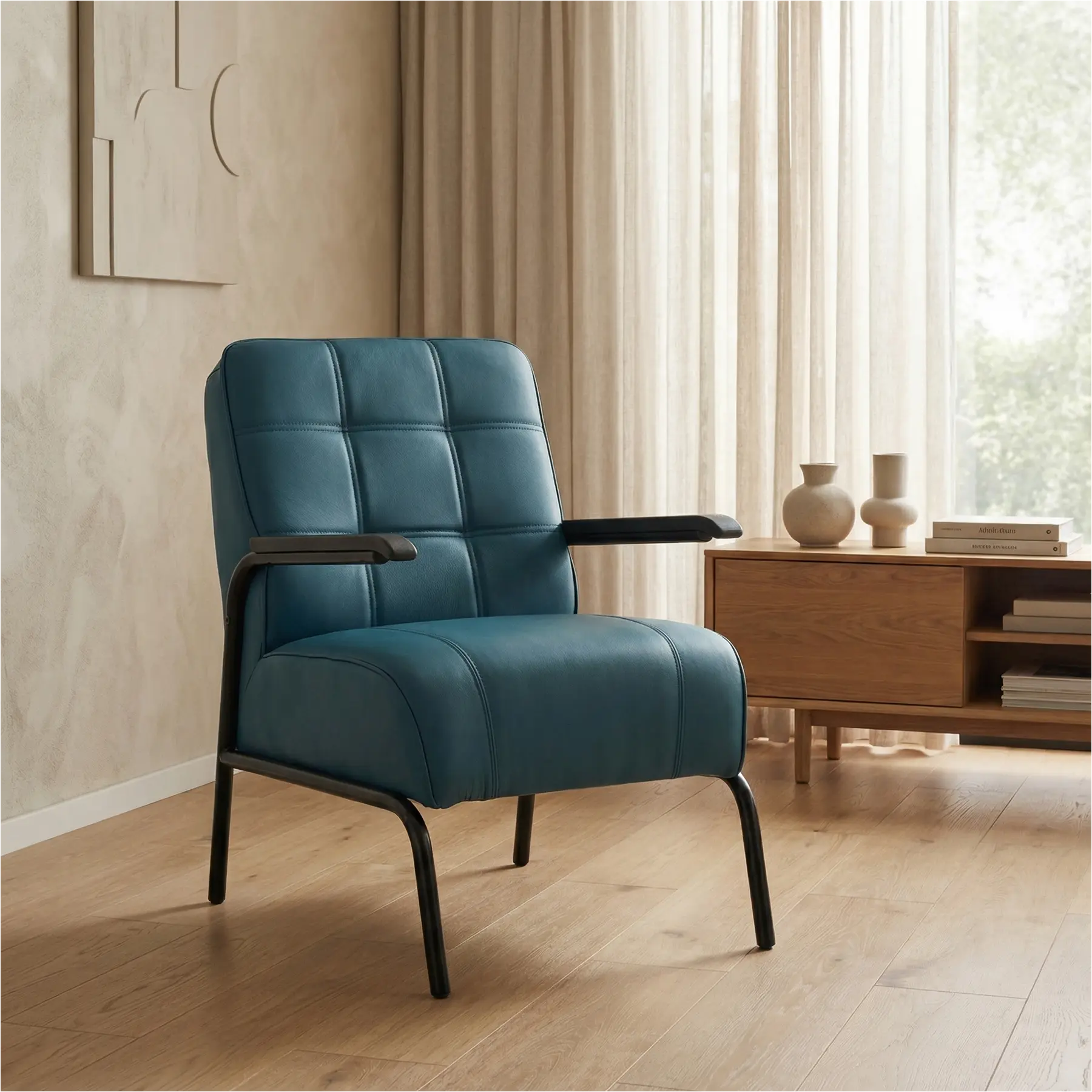 afbeelding van Leren fauteuil Ahead - Toledo Turquoise (blauw)