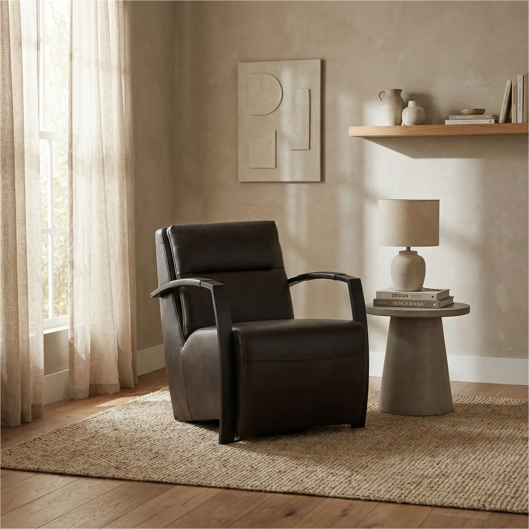 afbeelding van Leren fauteuil Arrival - Granada Graphite (donkergrijs)