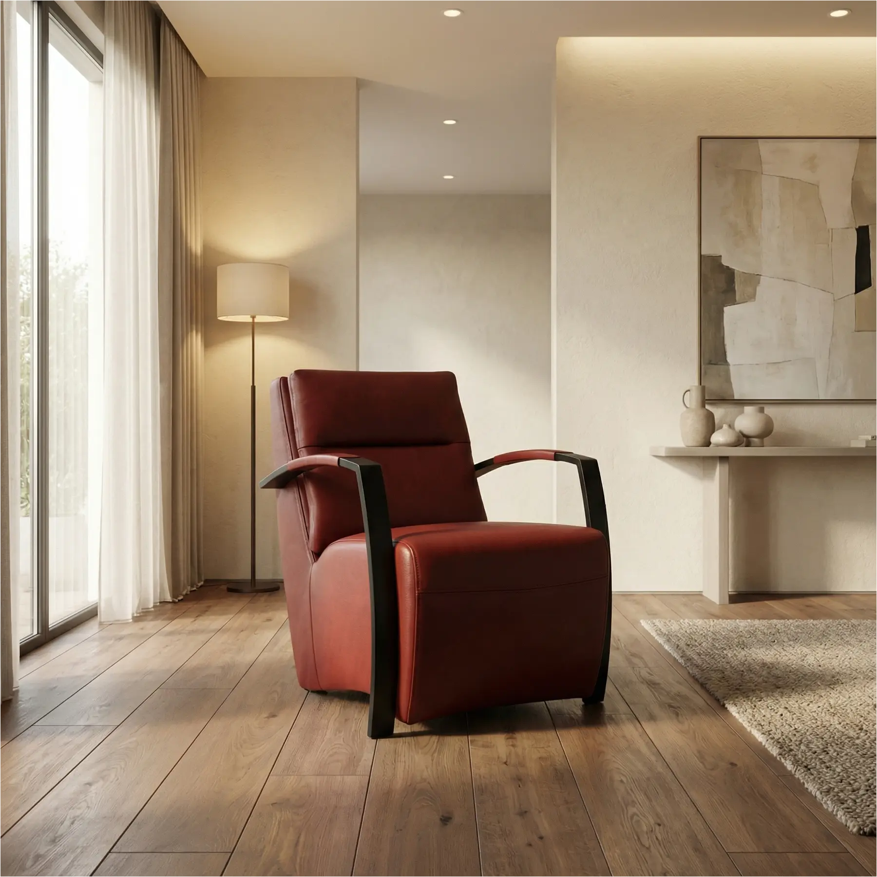 afbeelding van Leren fauteuil Arrival - Granada Rouge (rood)