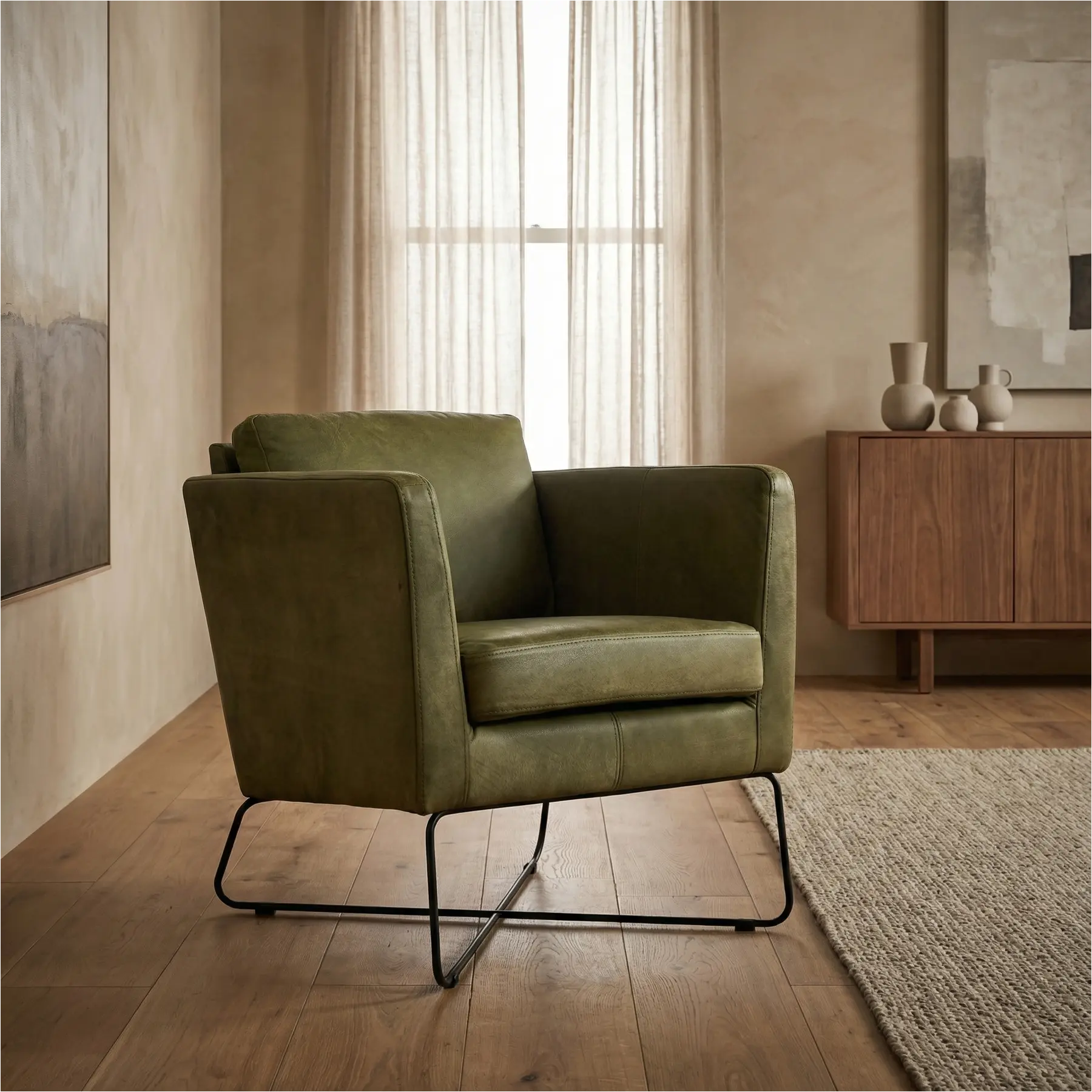 afbeelding van Leren fauteuil Crossover - Kenia Olive (olijf)