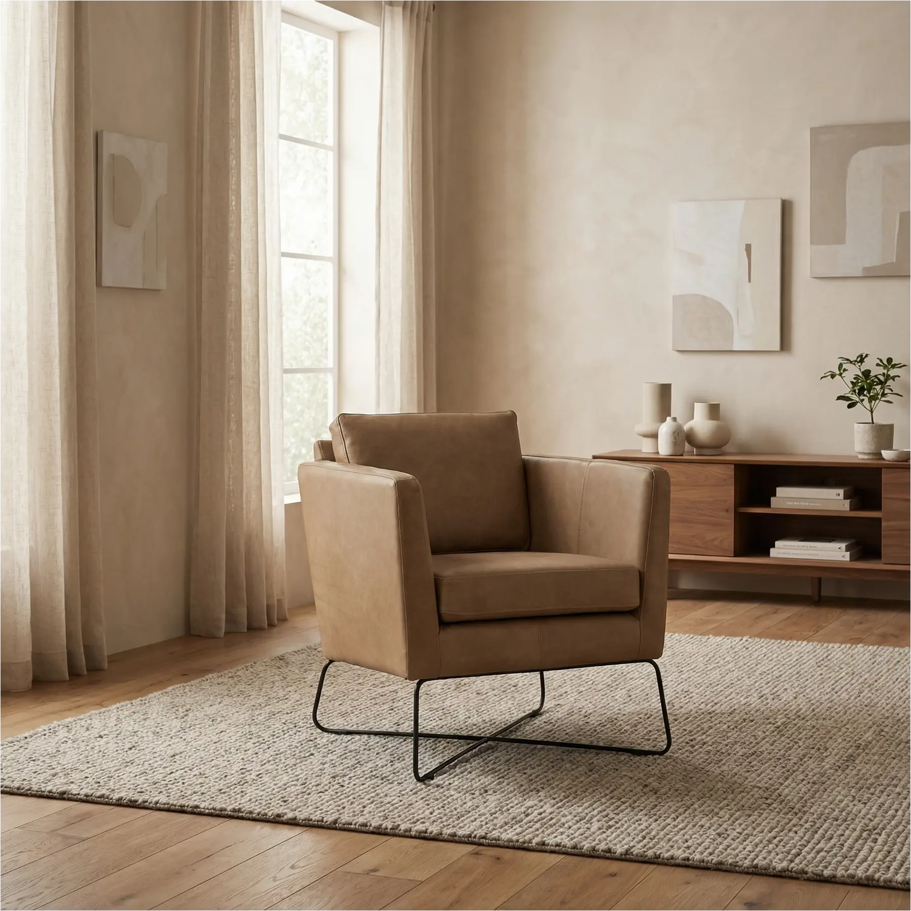 afbeelding van Leren fauteuil Crossover - Rancho Stone (grijs/bruin)