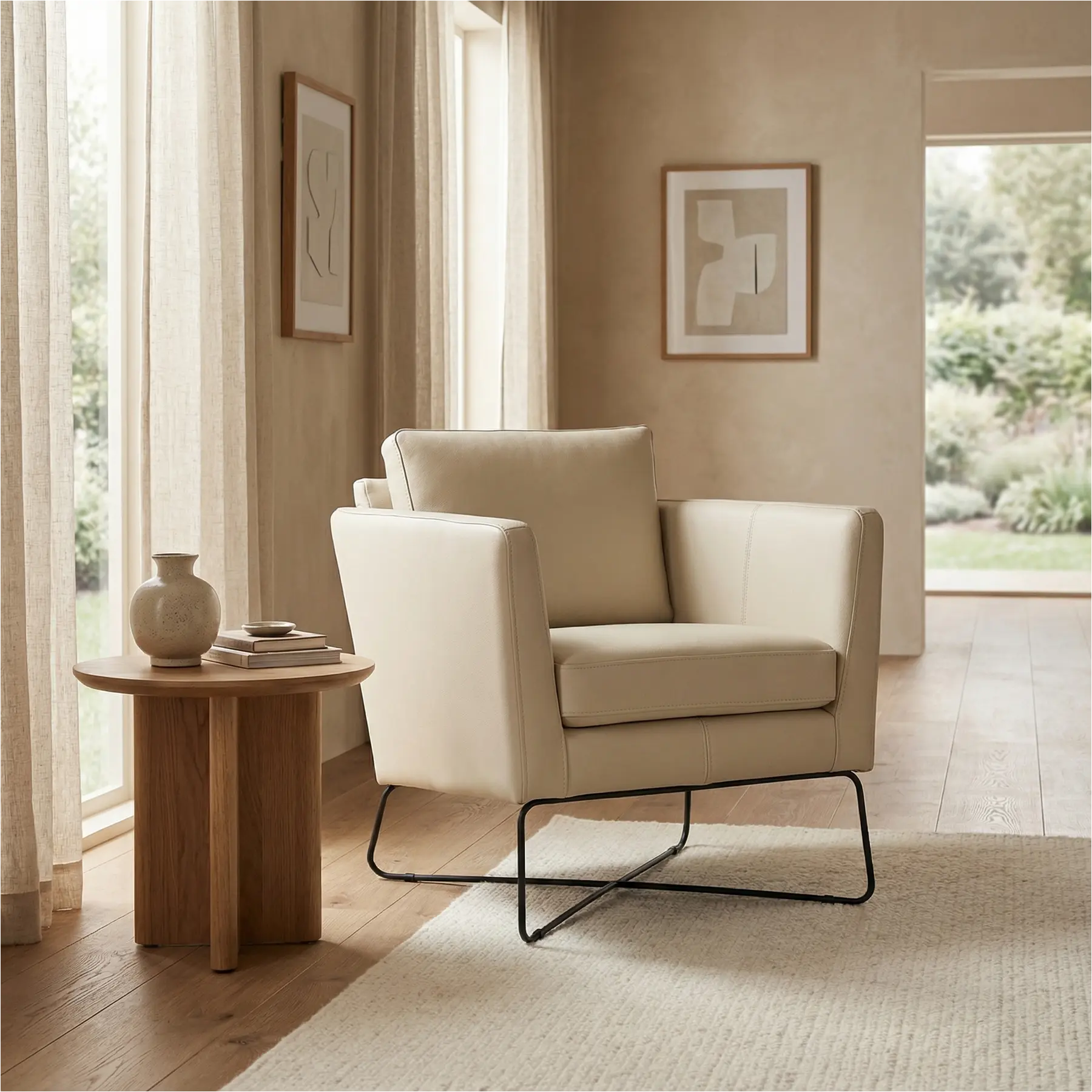 afbeelding van Leren fauteuil Crossover - Toledo Betulla (crème)