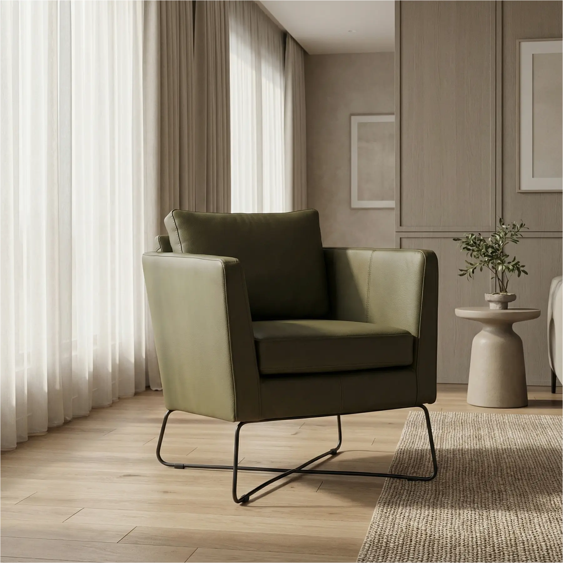 afbeelding van Leren fauteuil Crossover - Toledo Olive (olijf/goen)