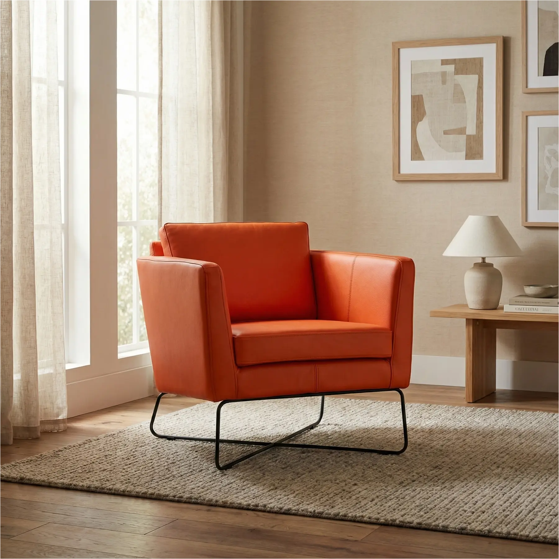 afbeelding van Leren fauteuil Crossover - Toledo Orange (oranje)