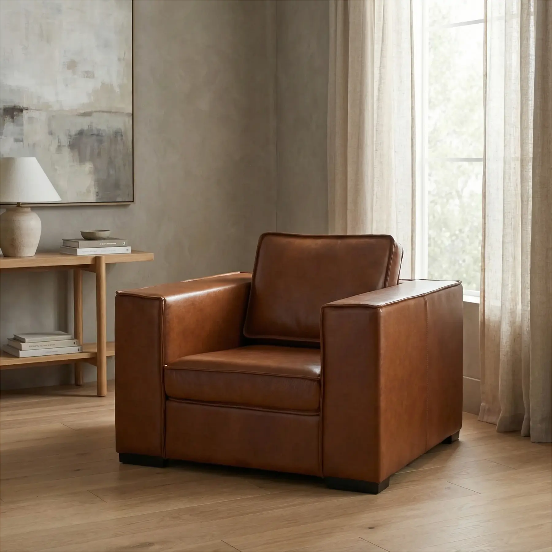 afbeelding van Leren fauteuil Fine