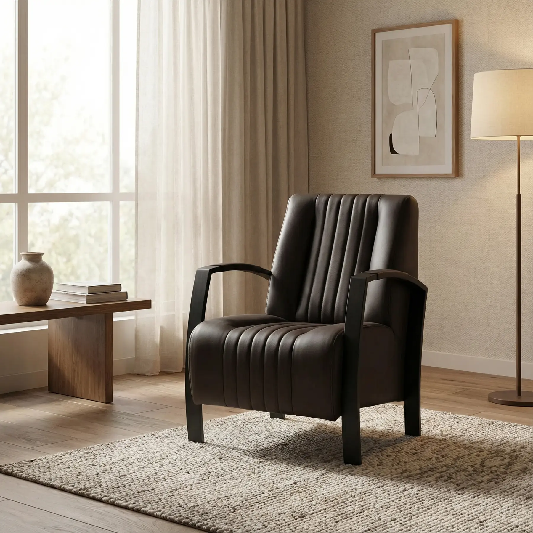 afbeelding van Leren fauteuil Glamour - Toledo Caffe (donkerbruin)