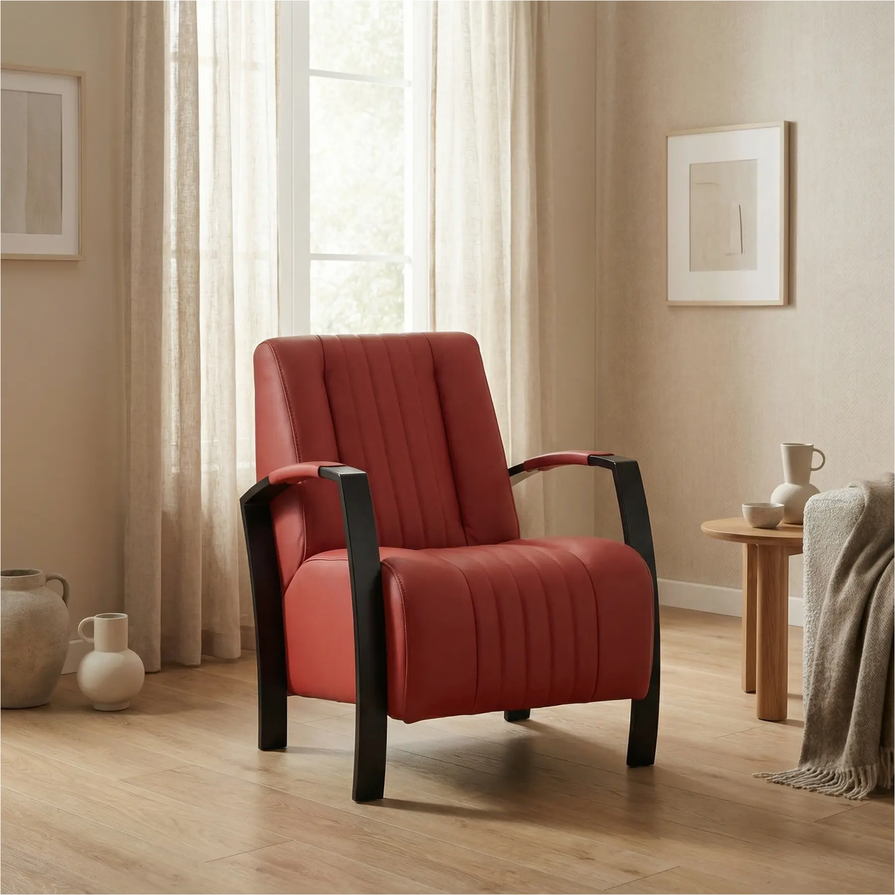 afbeelding van Leren fauteuil Glamour - Toledo Siegelstein (rood)